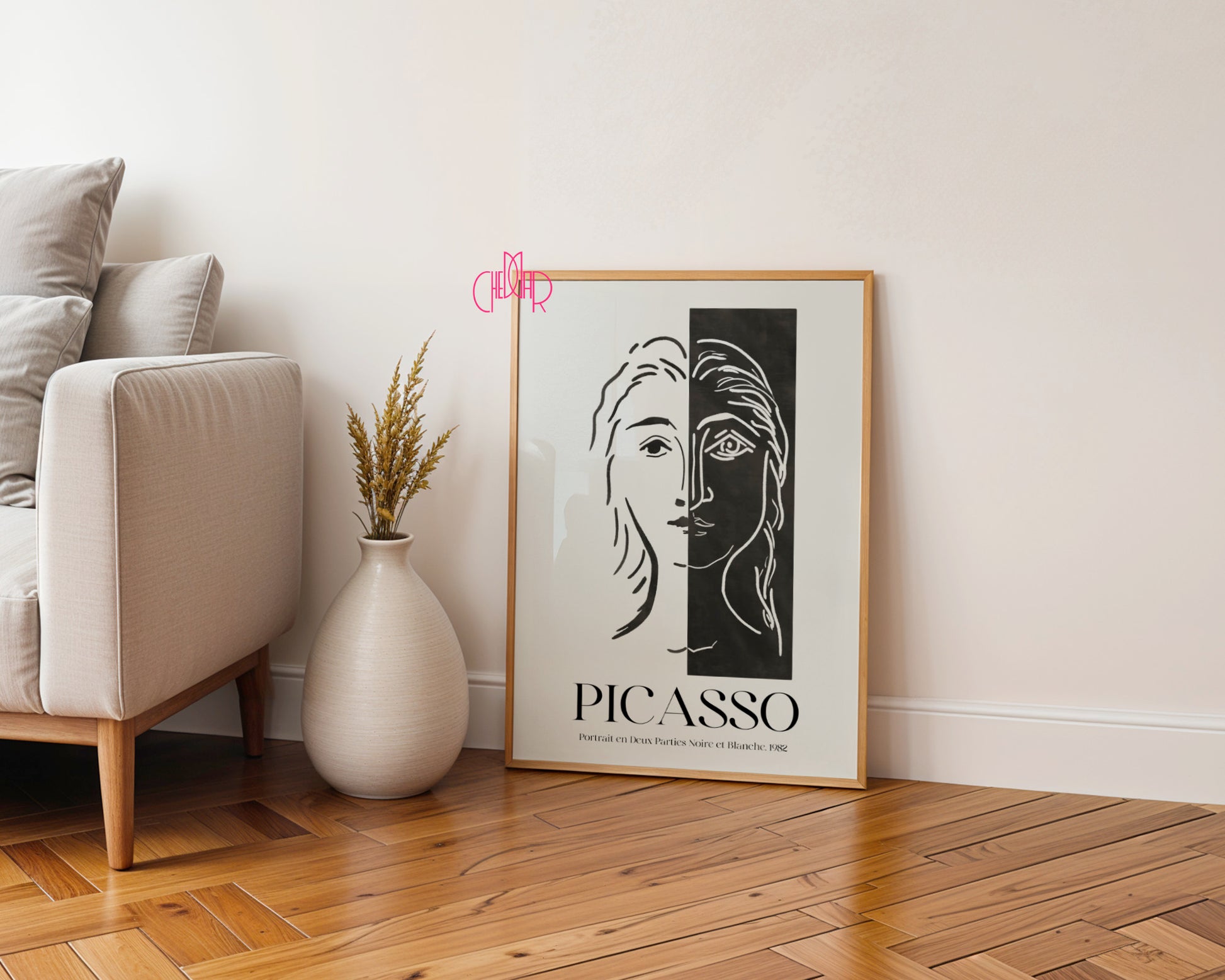 Picasso – Portrait en Deux Parties Noire et Blanche (1982) | Plakat Galeryjny Line Art