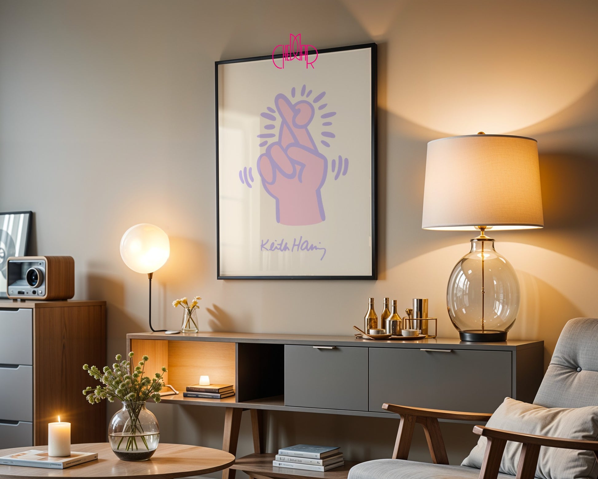 Plakat Keith Haring Crossed Fingers, street art, pop art