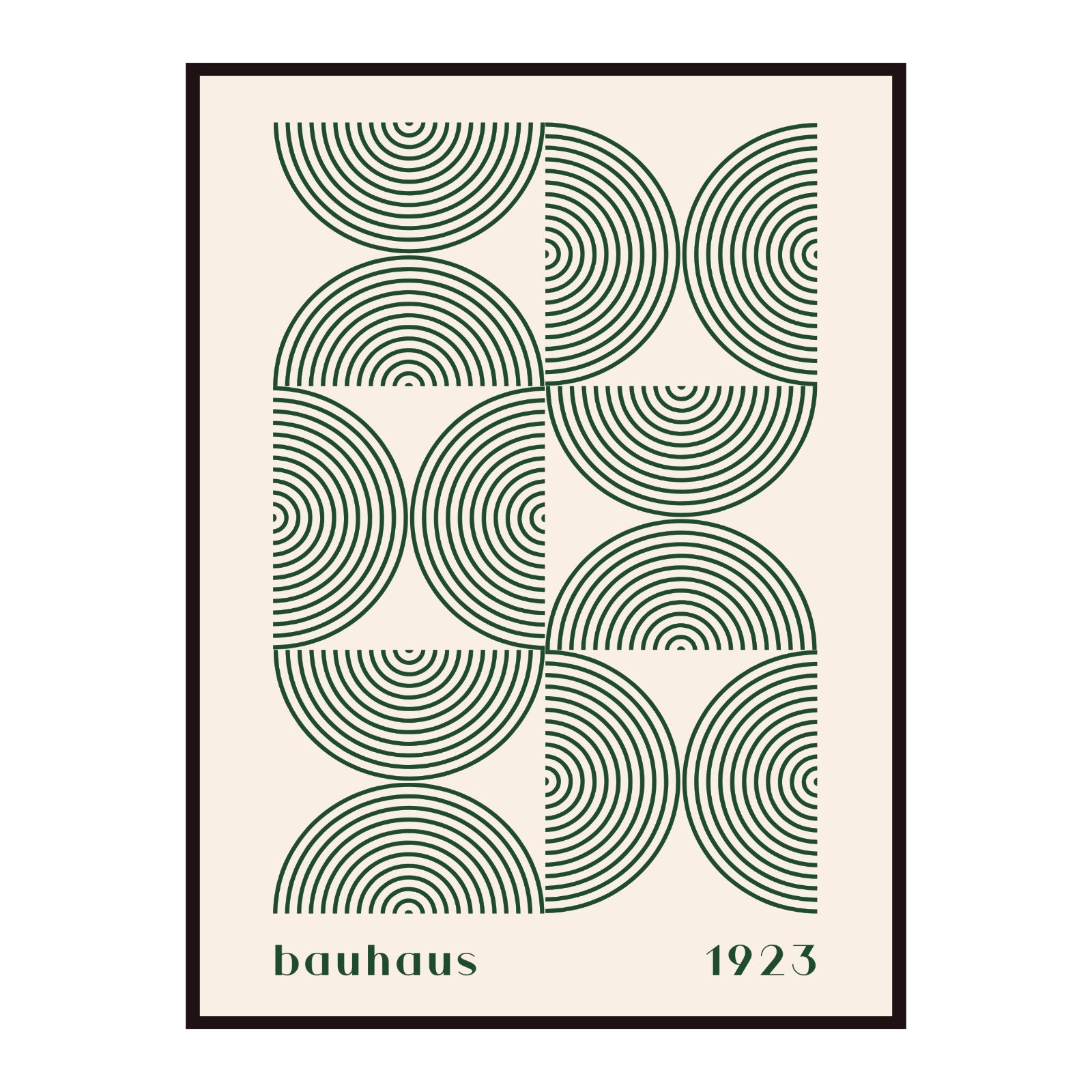 Plakat Bauhaus – Zielone półkola na beżowym tle