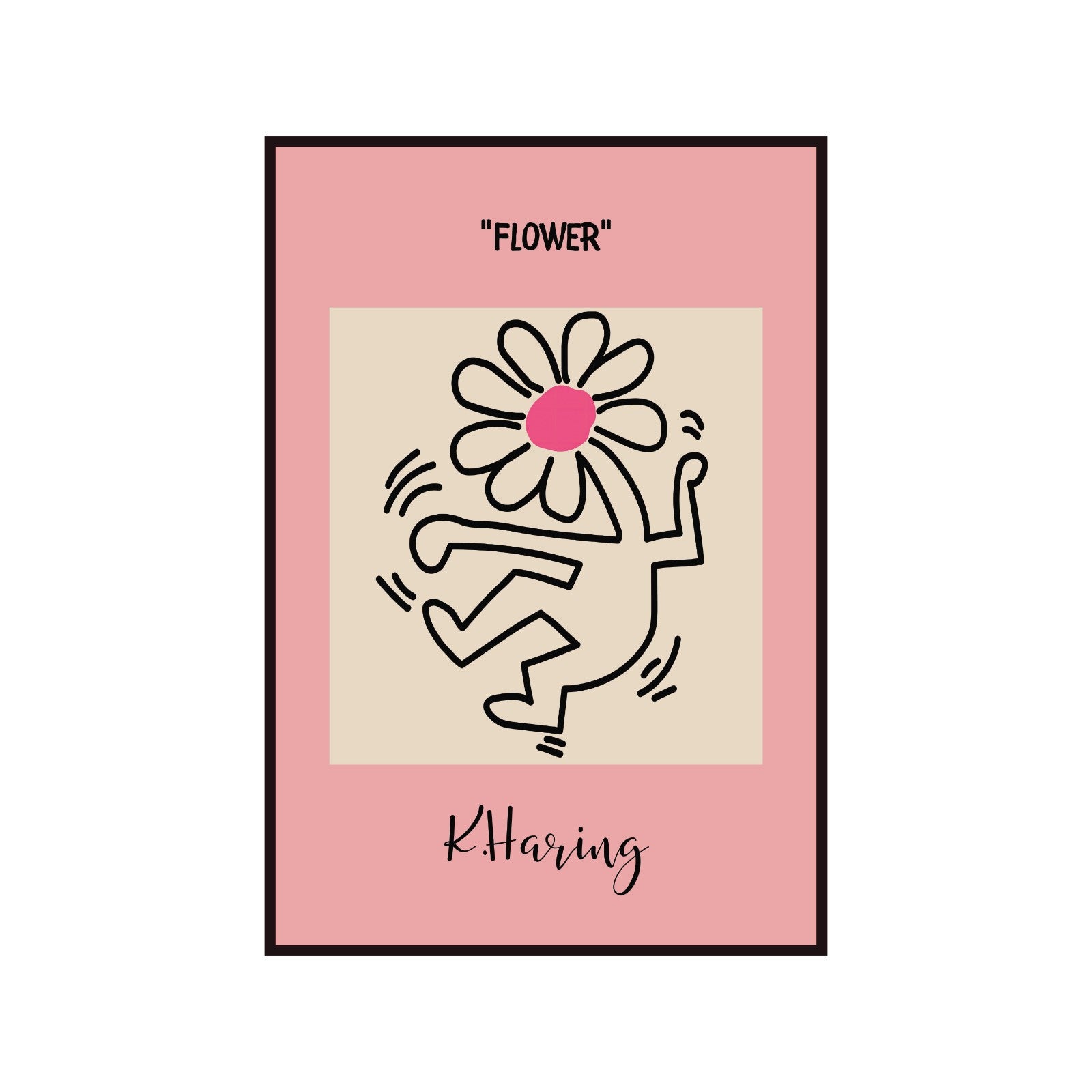 Plakat Keith Haring Flower, tańczący kwiat, street art, pop art