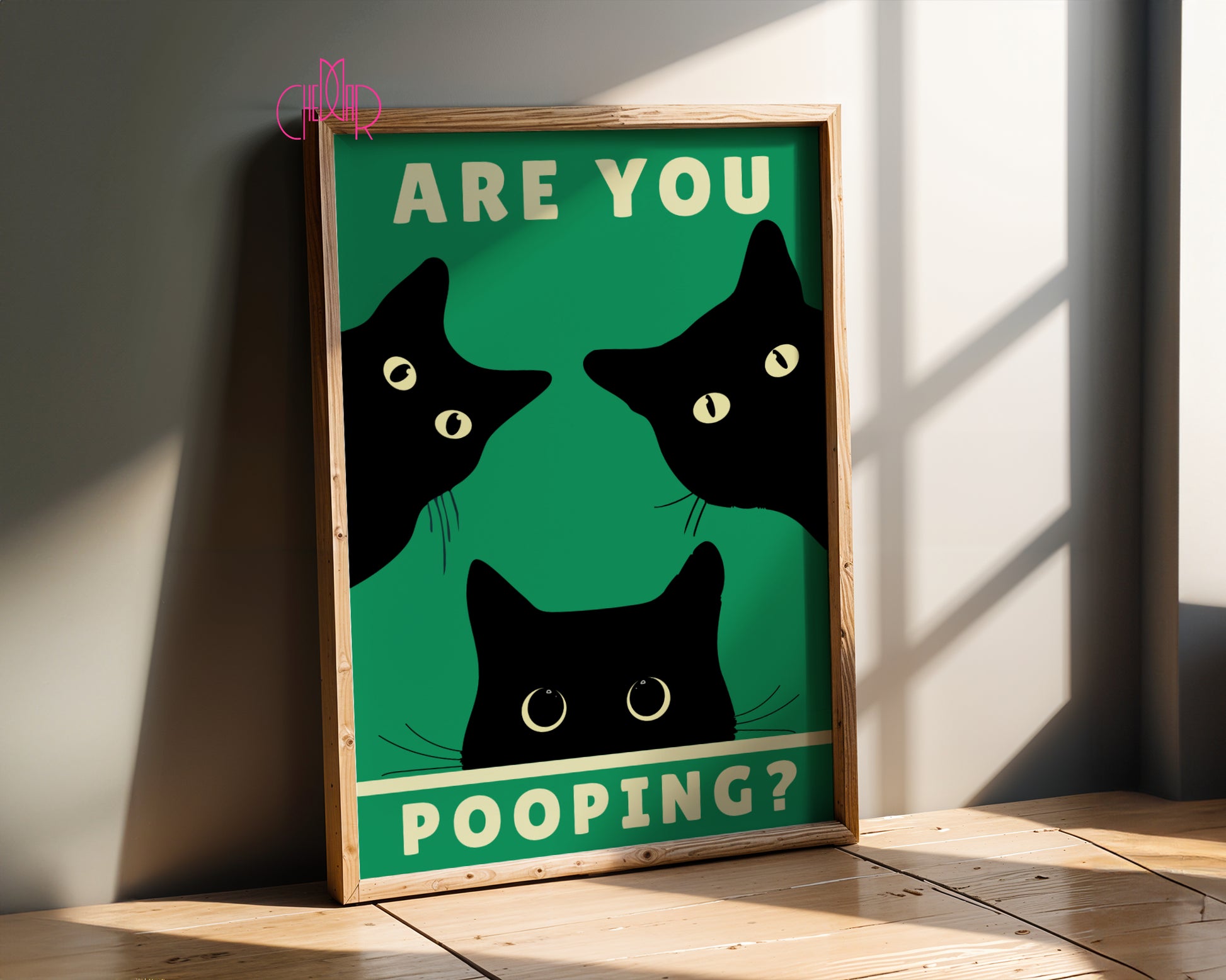 Plakat "Are You Pooping ?" z czarnymi kotami