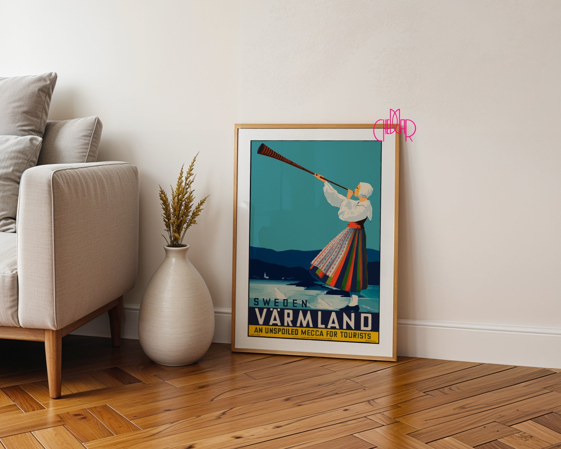 Plakat „Sweden – Värmland” – Szwecja, Vintage/Retro