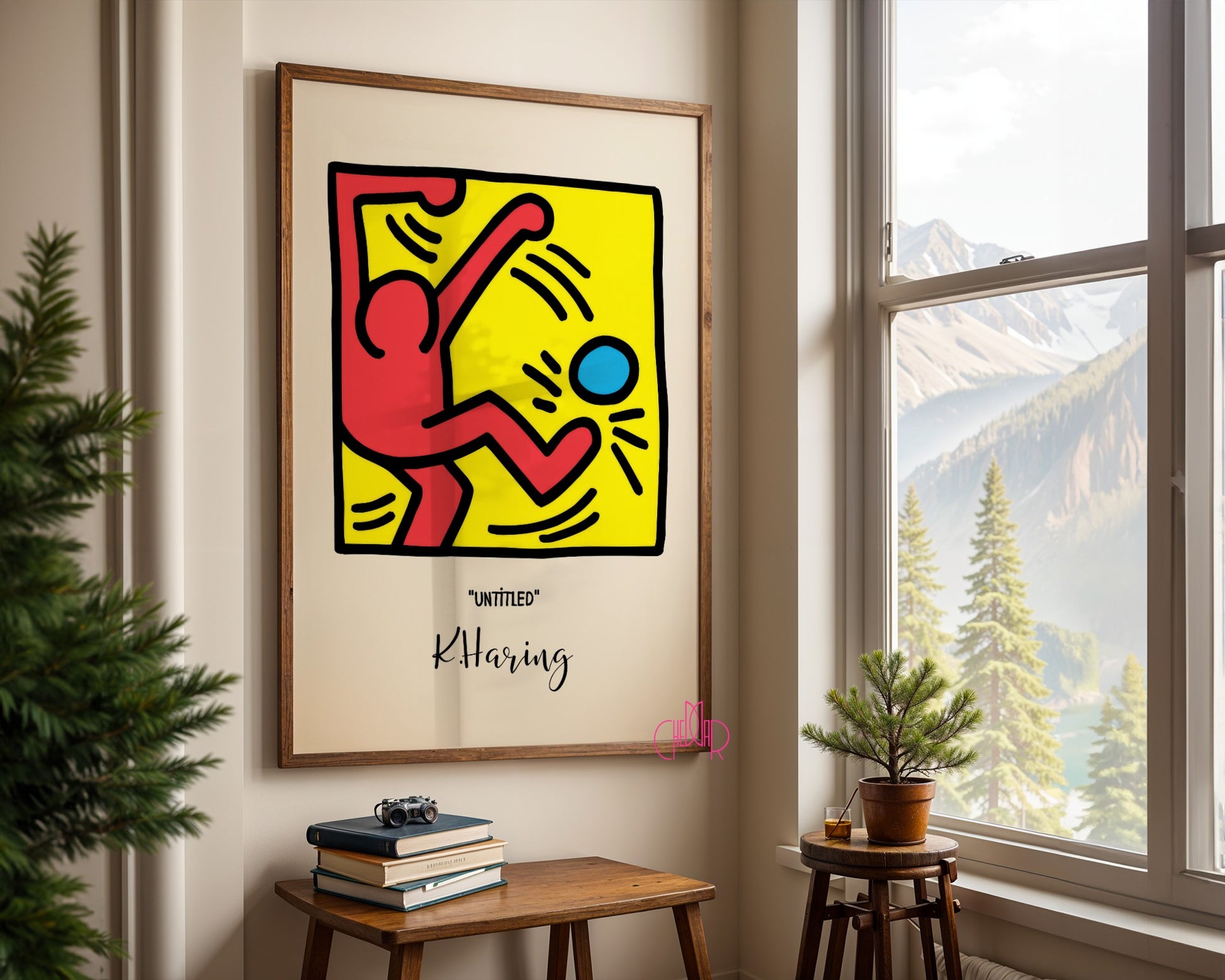 Plakat Keith Haring Untitled, postać z piłką, street art, pop art