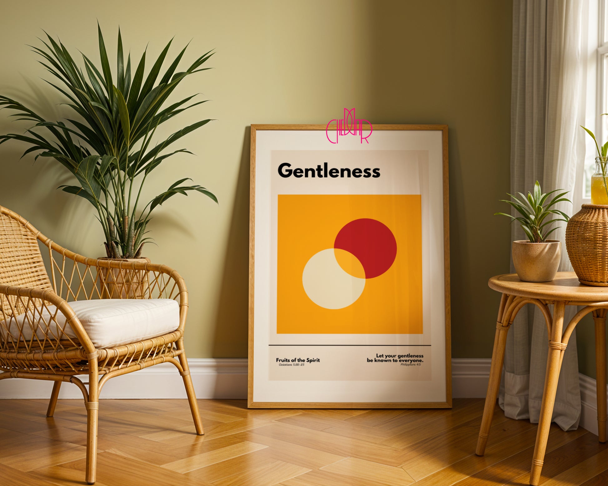 Plakat w stylu Bauhaus, Dary Ducha Świętego-łagodność