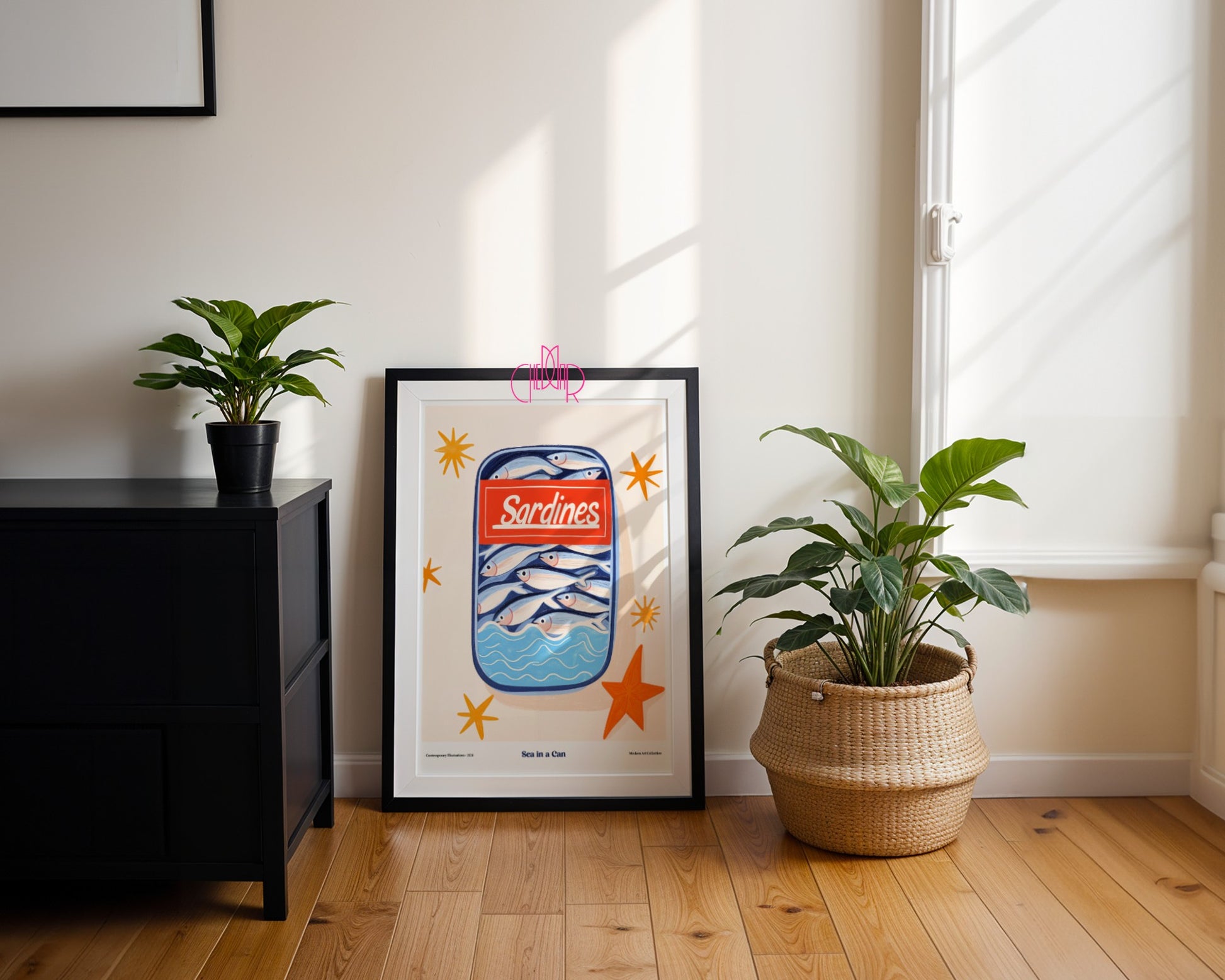 Plakat Sardynki- morze w puszce, modernizm, sztuka współczesna