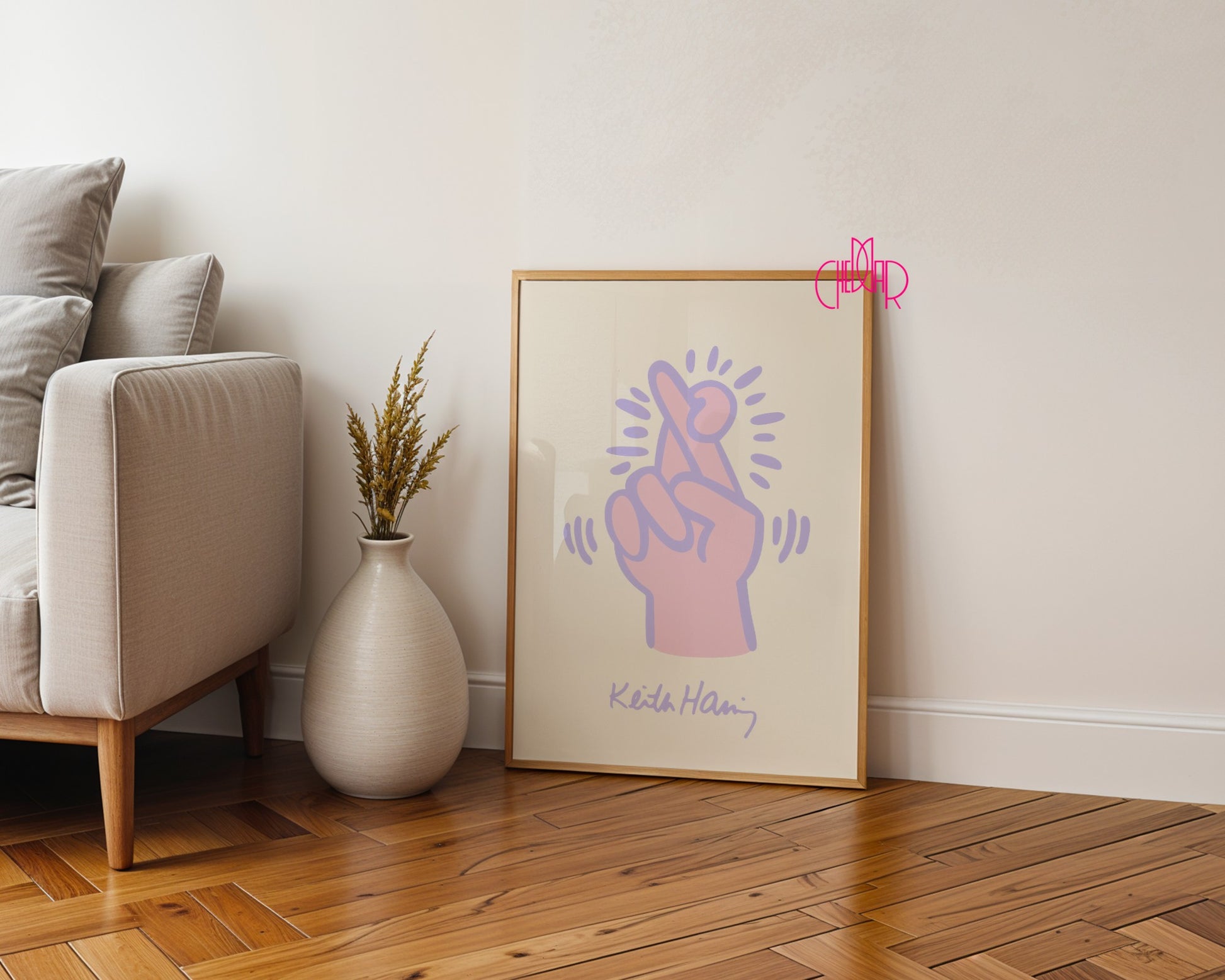 Plakat Keith Haring Crossed Fingers, street art, pop art