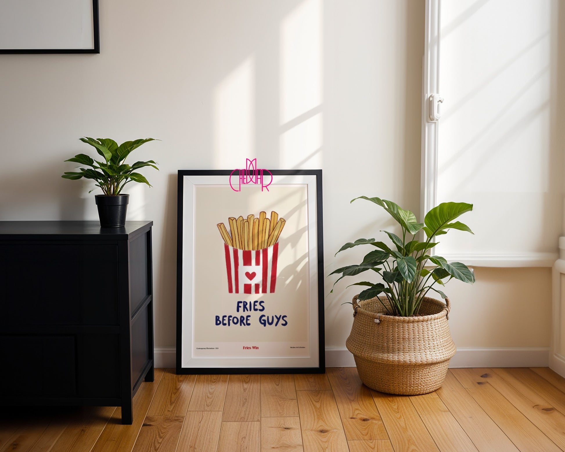 Plakat Fries Before Guys- Fries Win, sztuka współczesna, modernizm