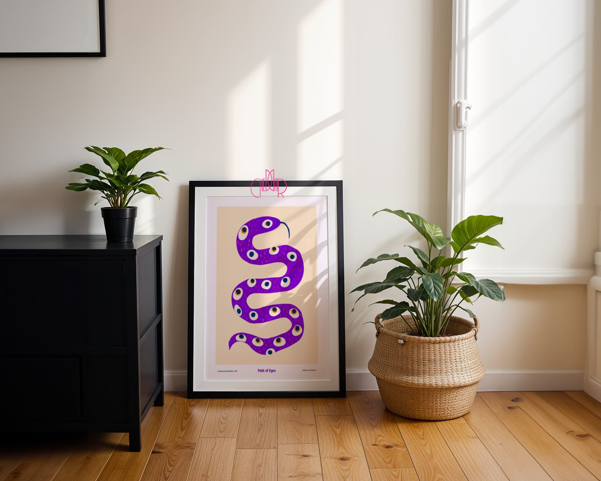 Plakat Path of Eyes, Wąż z oczami, modernizm, sztuka współczesna