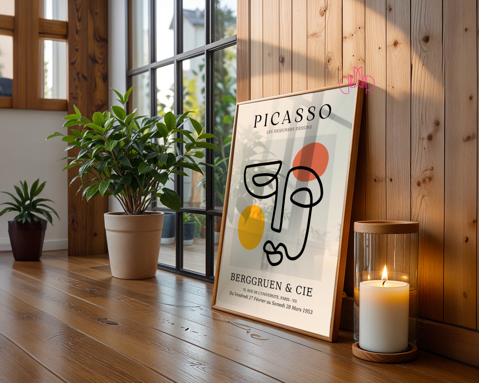 Pablo Picasso – Abstract Face & Colorful Shapes Poster