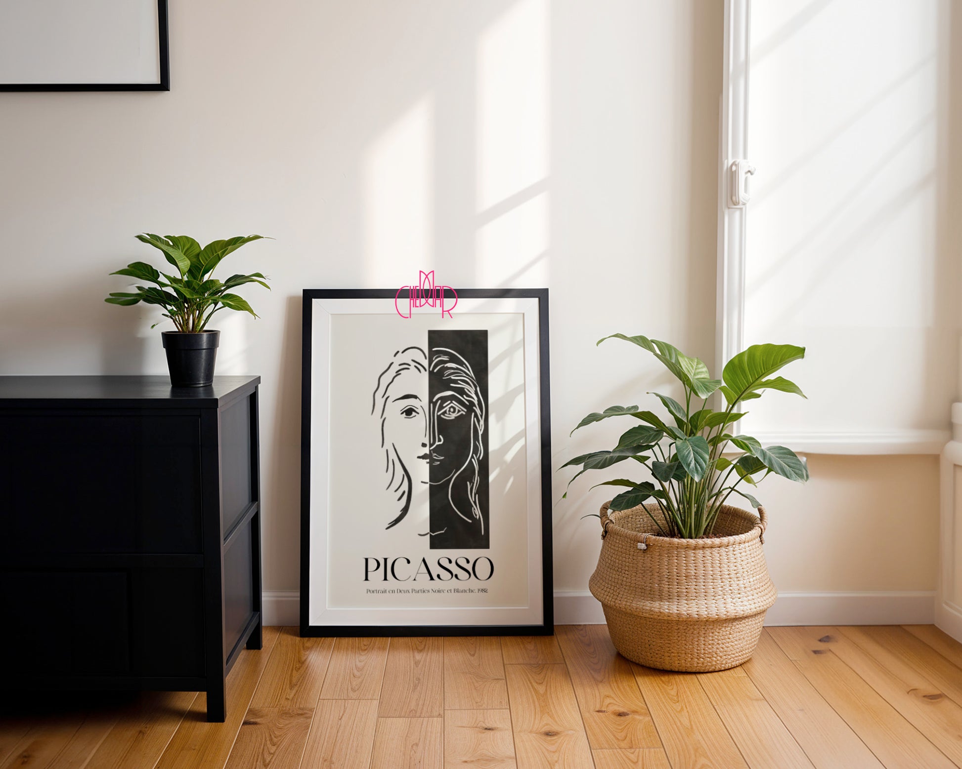 Picasso – Portrait en Deux Parties Noire et Blanche (1982) | Plakat Galeryjny Line Art
