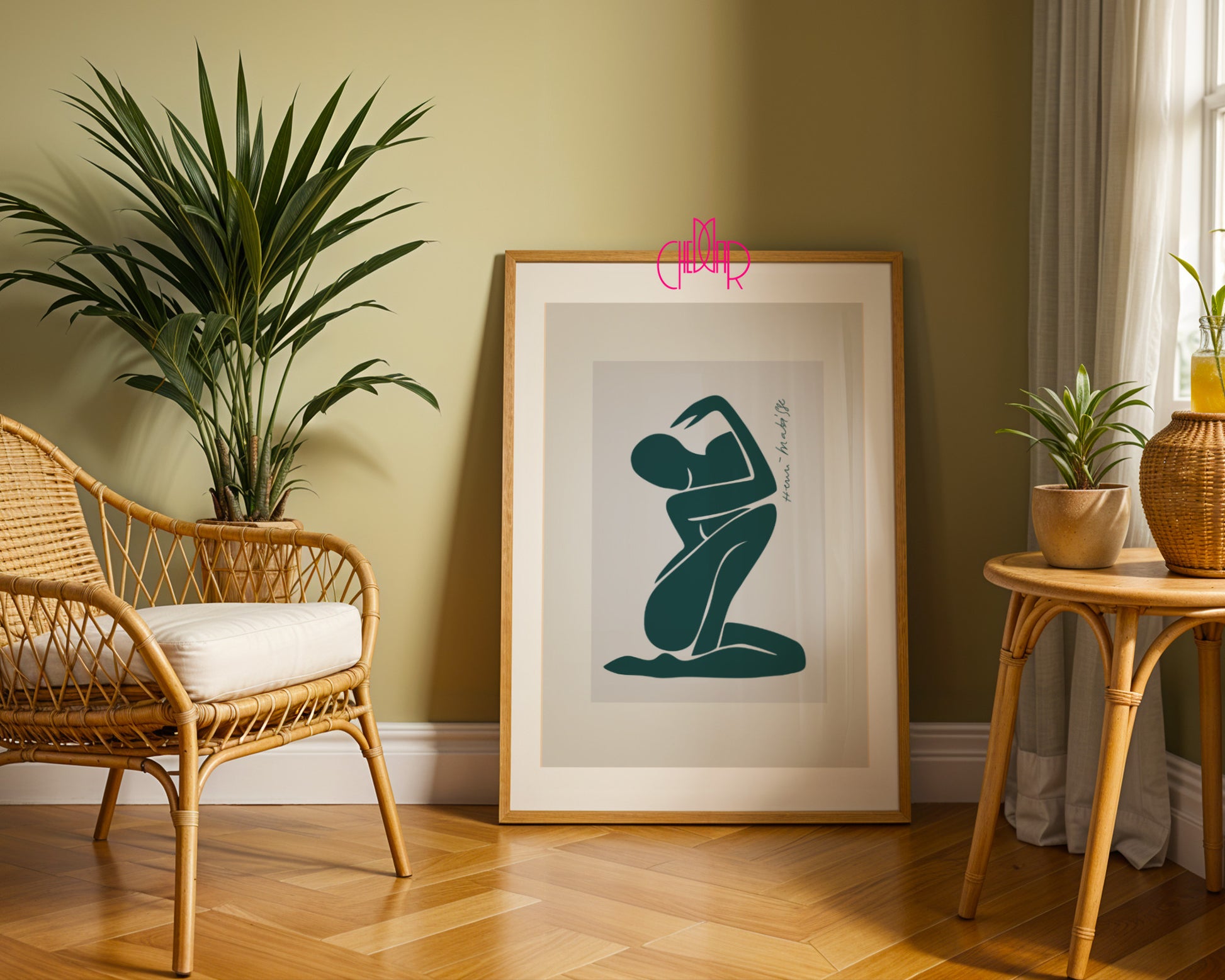 Matisse Green Nude – Minimalist Sage Abstract Poster
