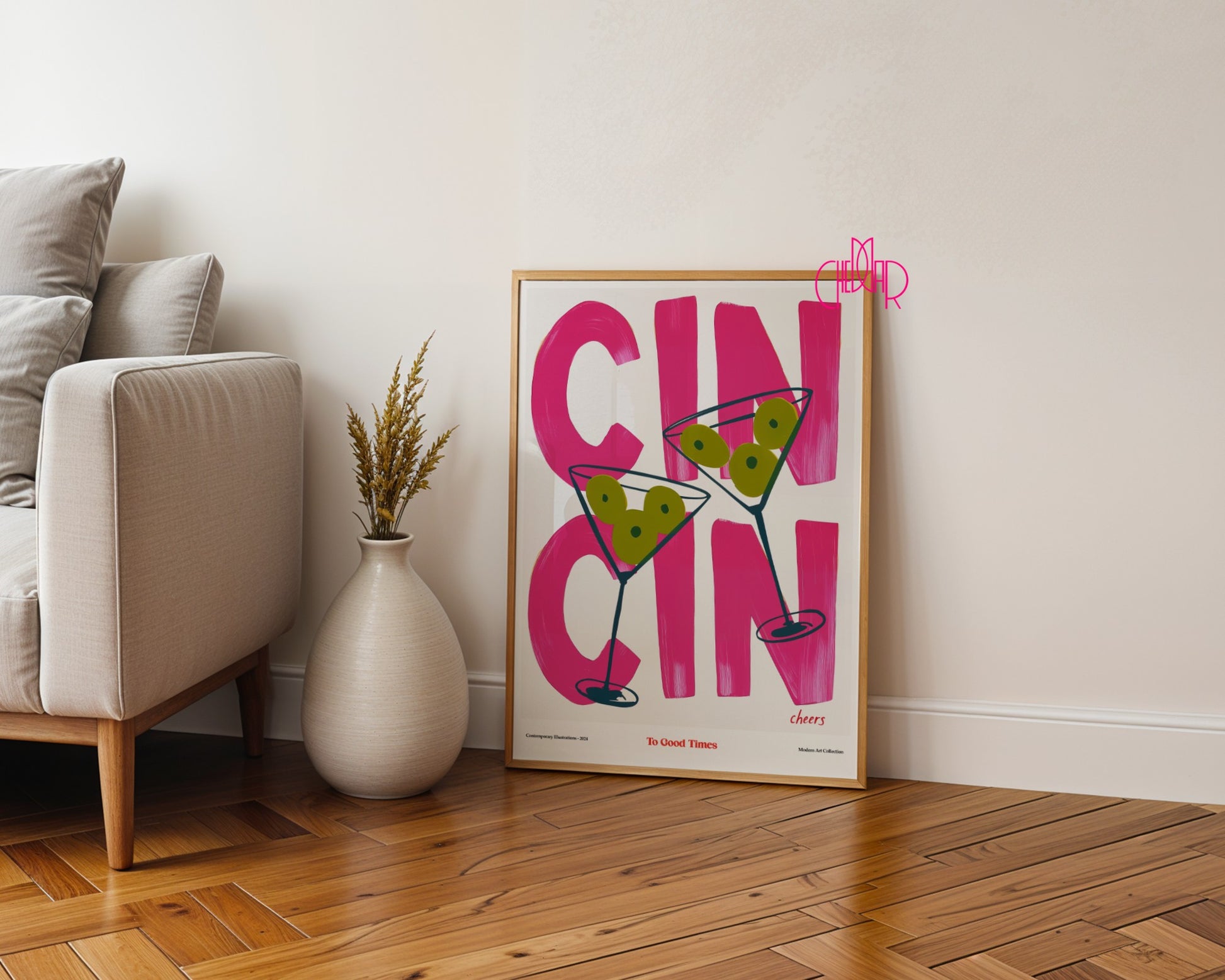 Plakat modernistyczny Cin Cin- To Good Times, Cheers