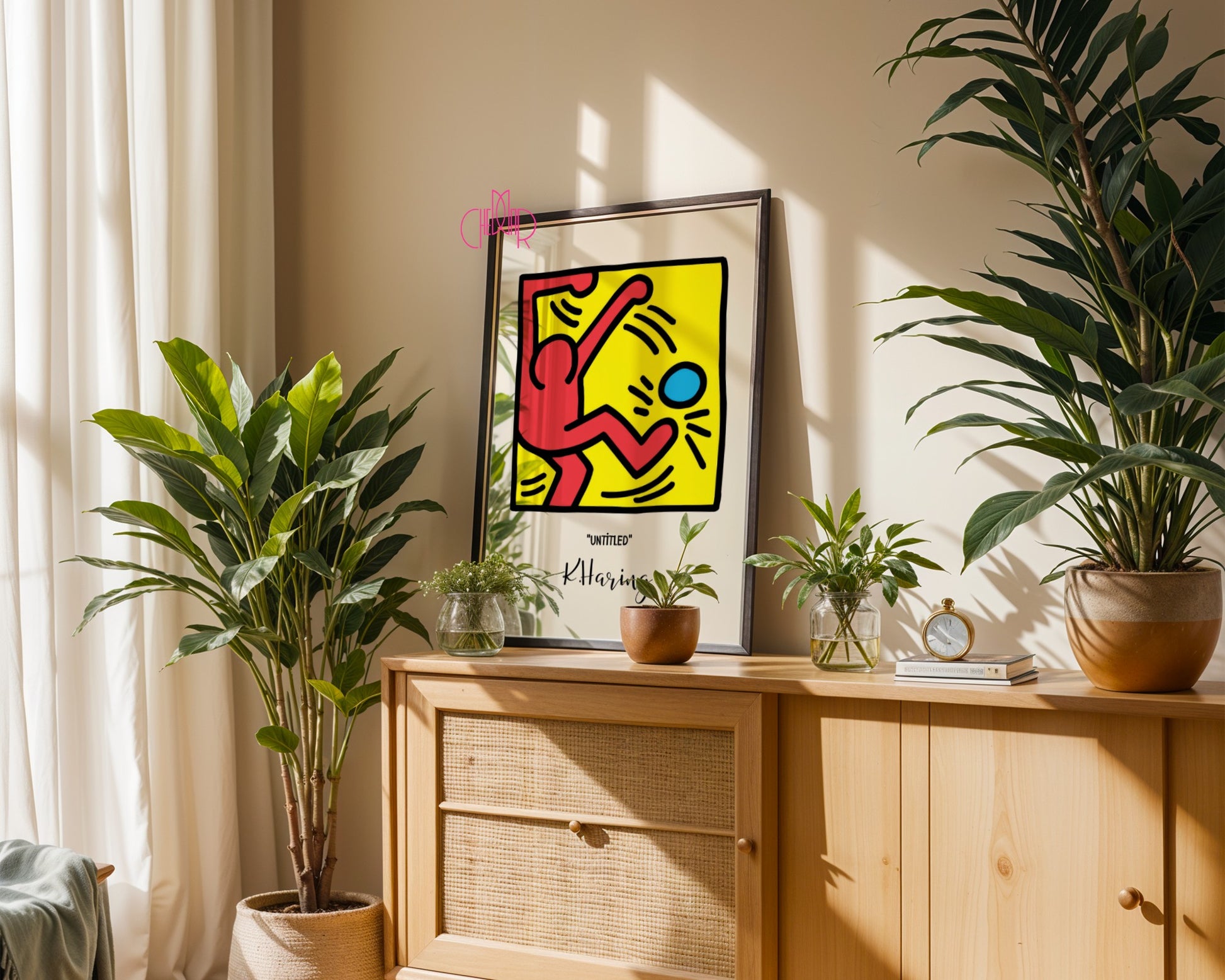 Plakat Keith Haring Untitled, postać z piłką, street art, pop art