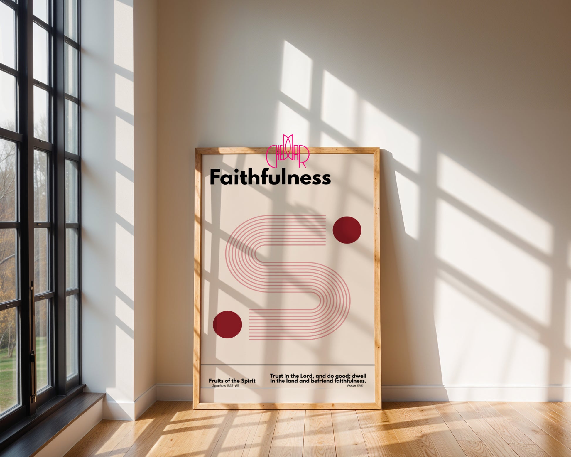 Plakat w stylu Bauhaus seria Dary Ducha Świętego- wierność.