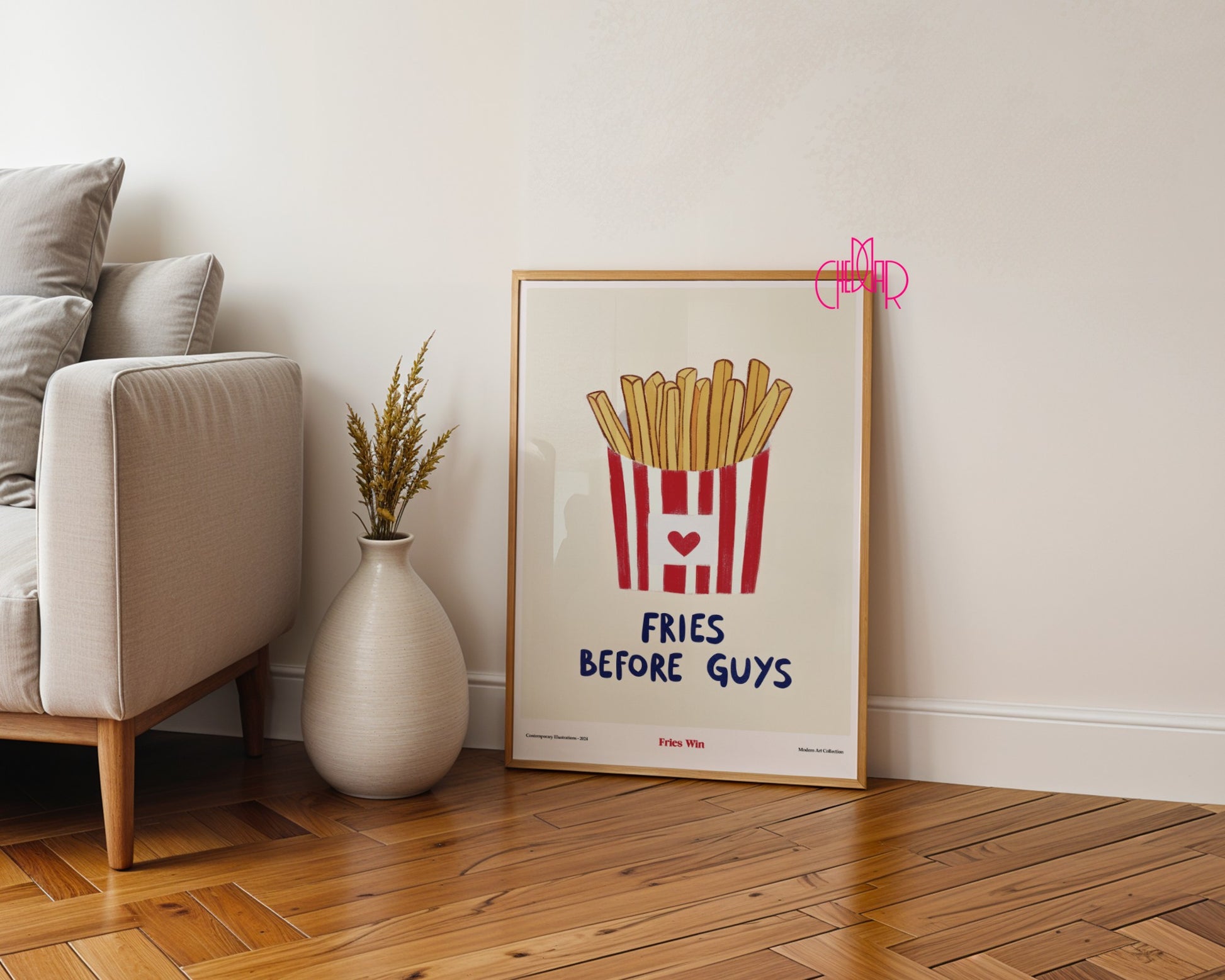 Plakat Fries Before Guys- Fries Win, sztuka współczesna, modernizm