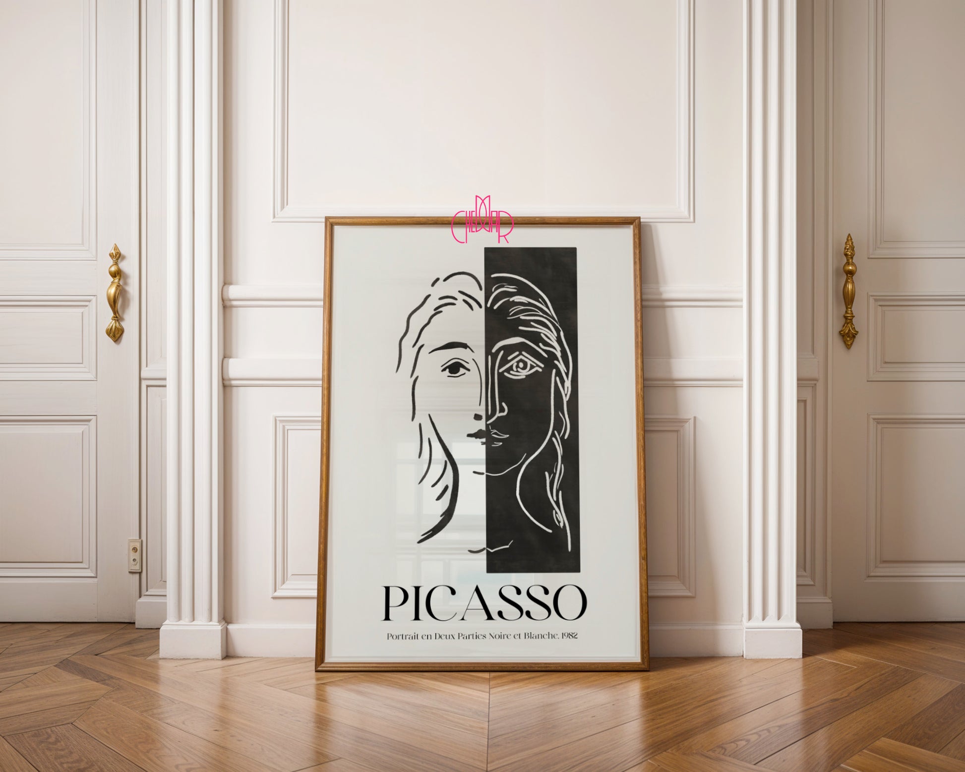Picasso – Portrait en Deux Parties Noire et Blanche (1982) | Plakat Galeryjny Line Art