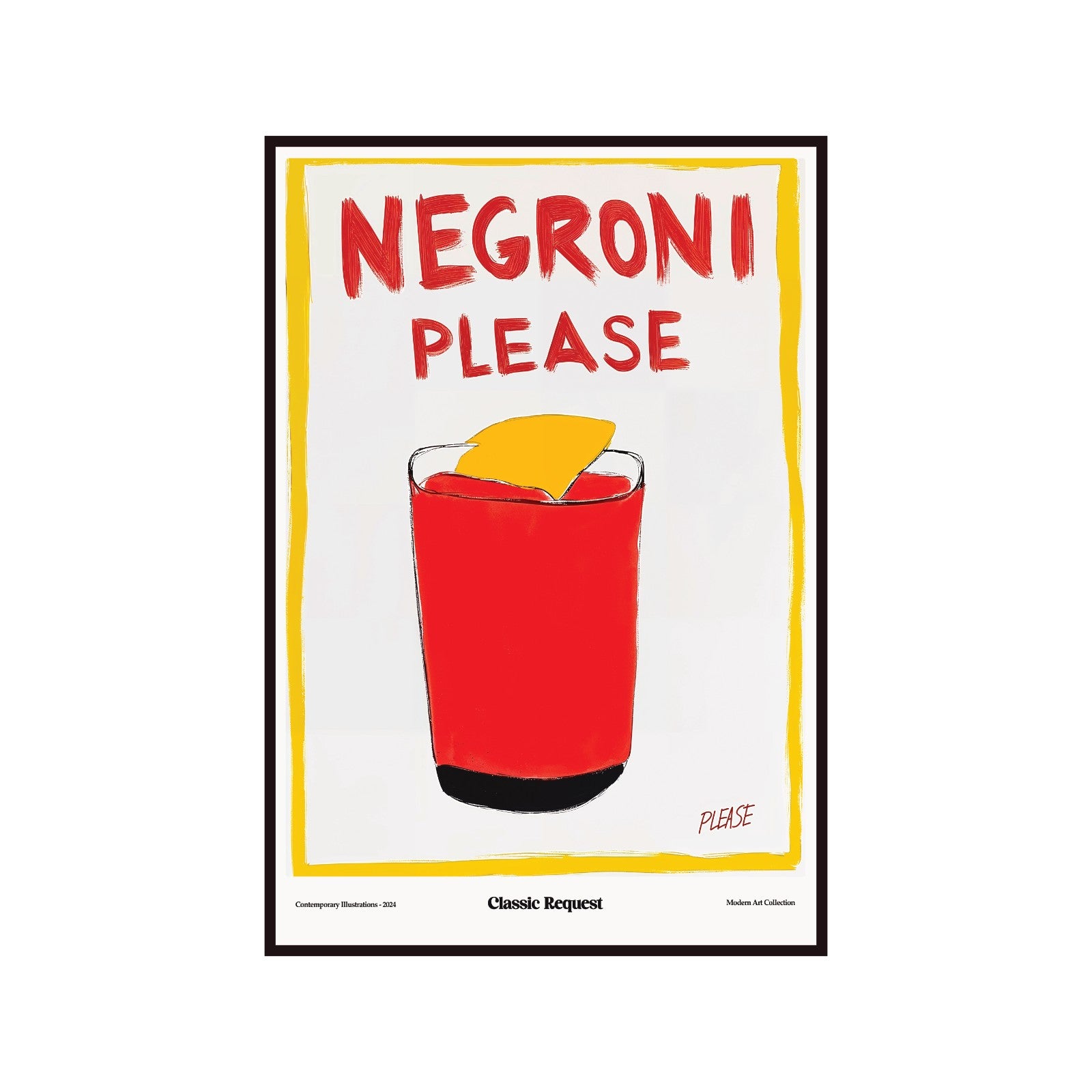 Plakat modernistyczny Negroni Please, klasyczna prośba, współczesność