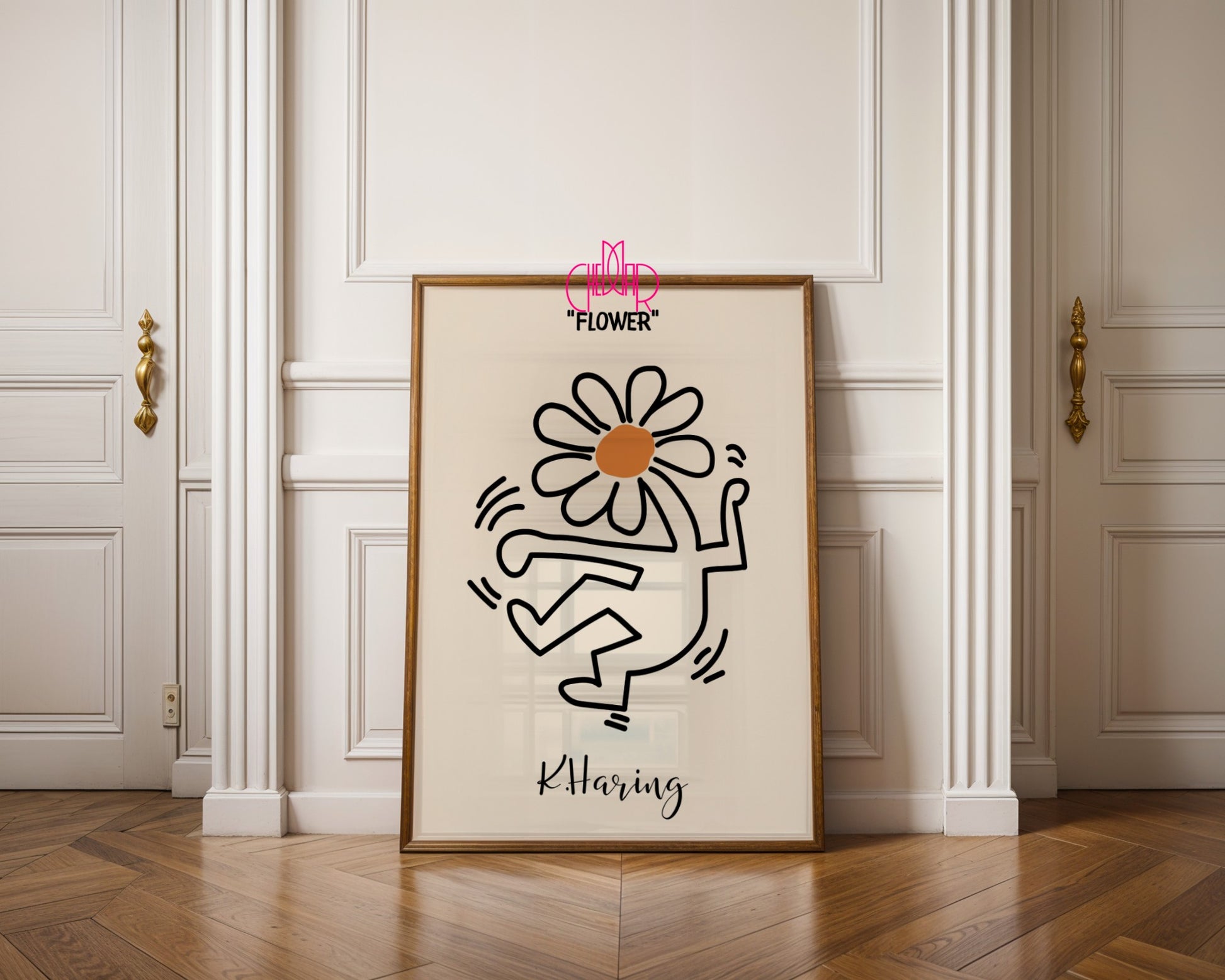 Plakat Keith Haring Flower, kwiat, street art, pop art, modernizm