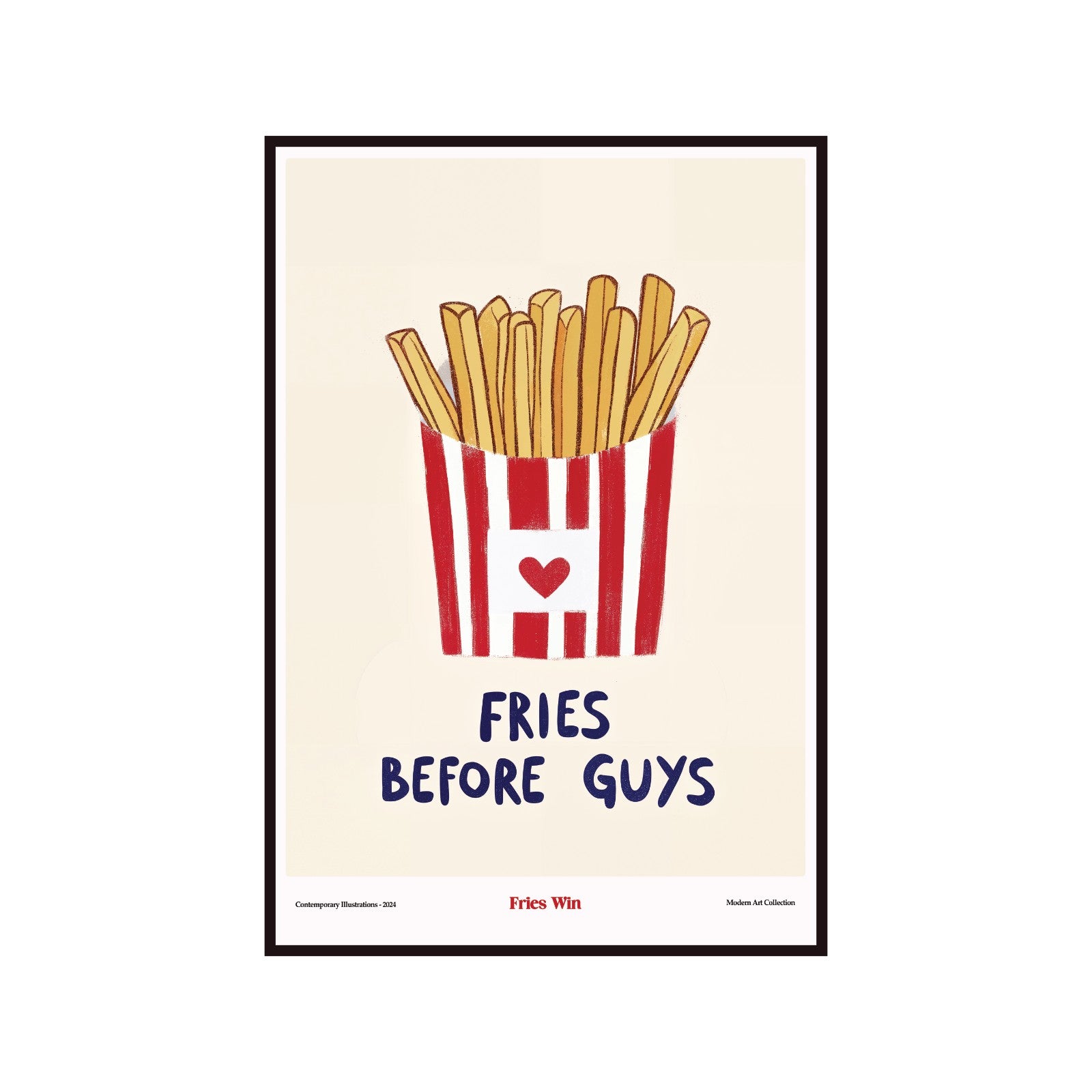 Plakat Fries Before Guys- Fries Win, sztuka współczesna, modernizm