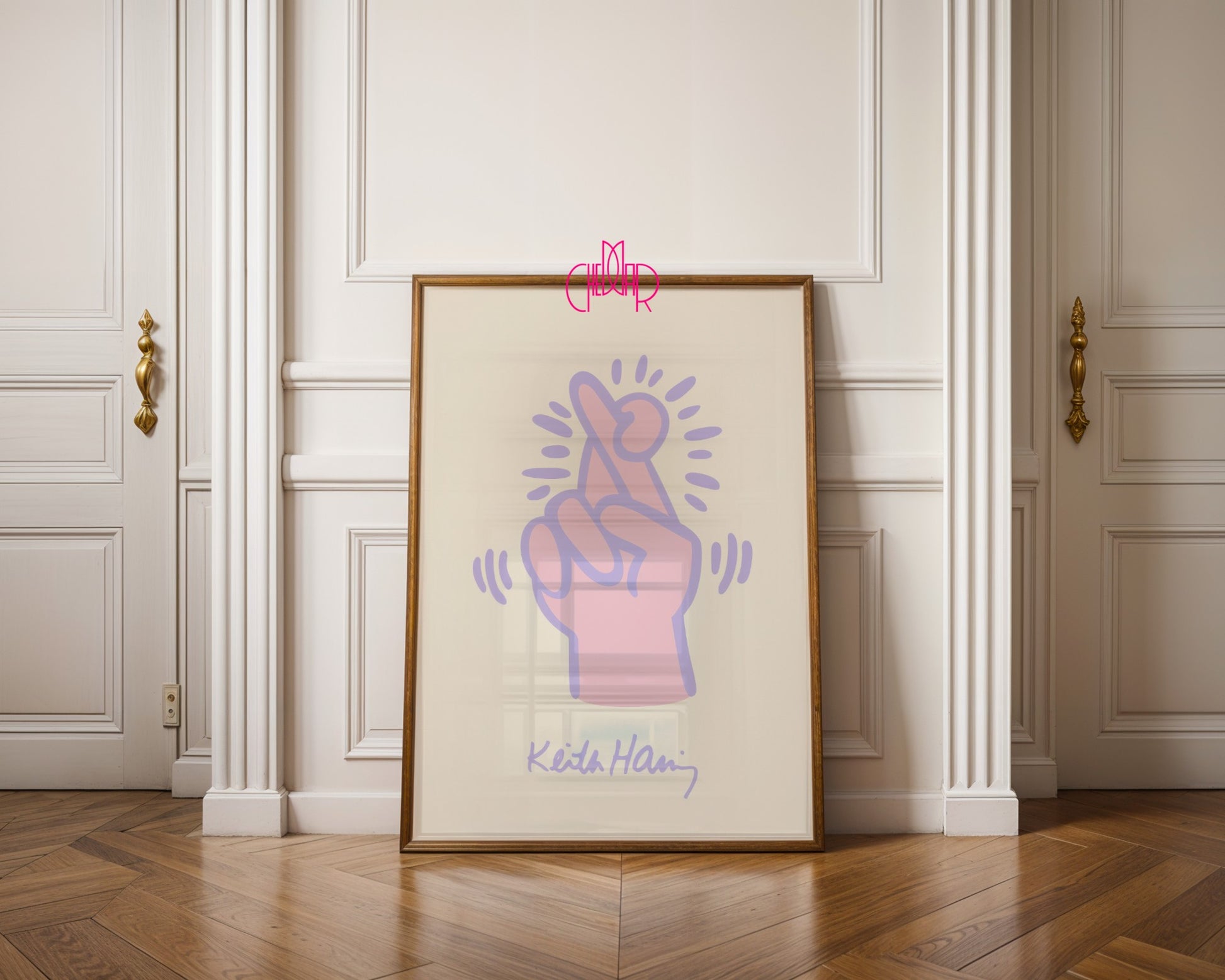 Plakat Keith Haring Crossed Fingers, street art, pop art