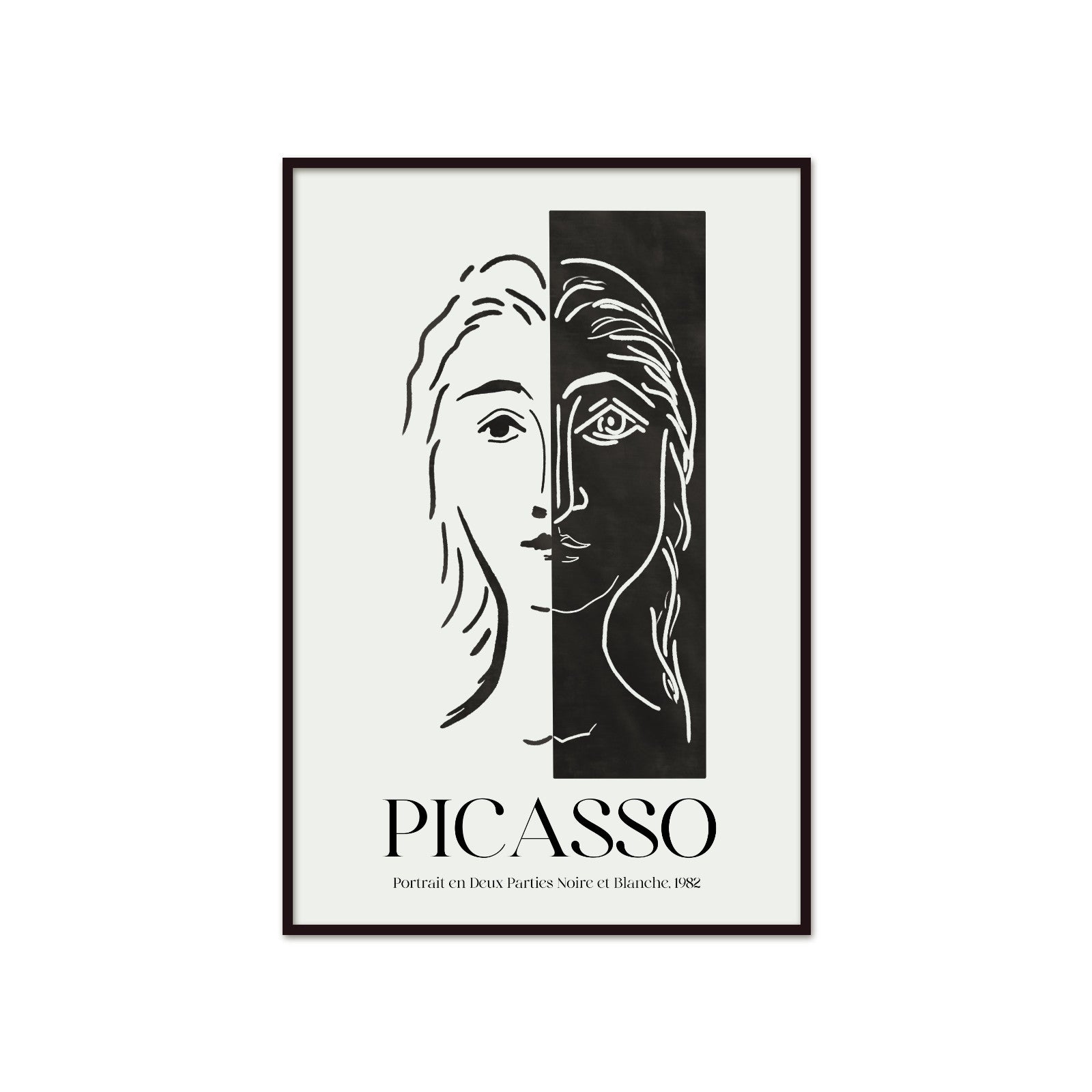 Picasso – Portrait en Deux Parties Noire et Blanche (1982) | Plakat Galeryjny Line Art