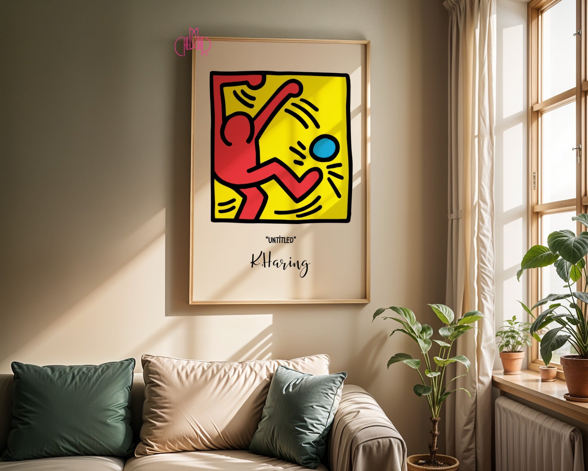 Plakat Keith Haring Untitled, postać z piłką, street art, pop art