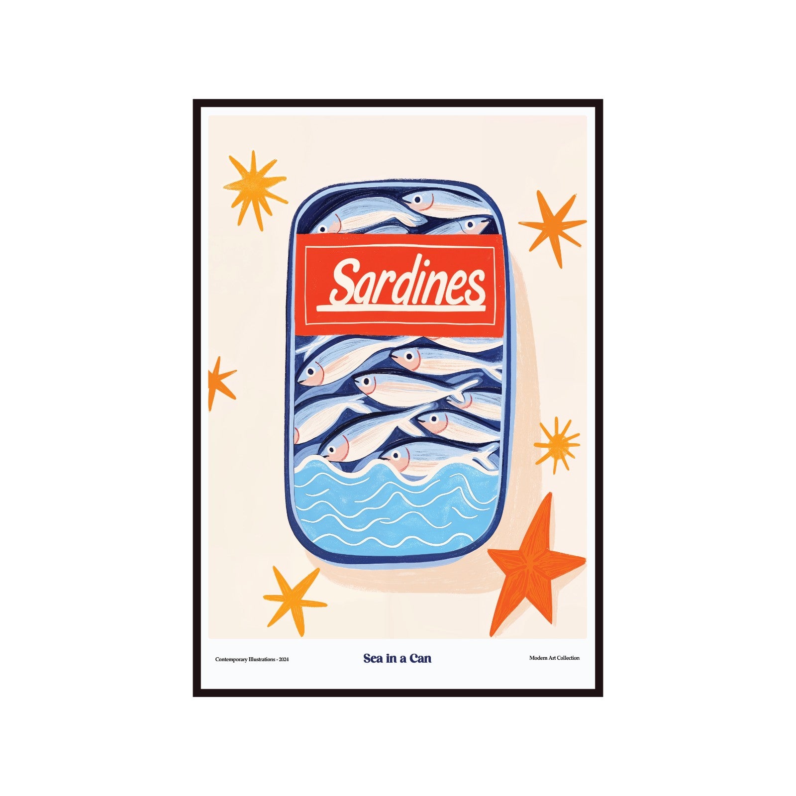 Plakat Sardynki- morze w puszce, modernizm, sztuka współczesna