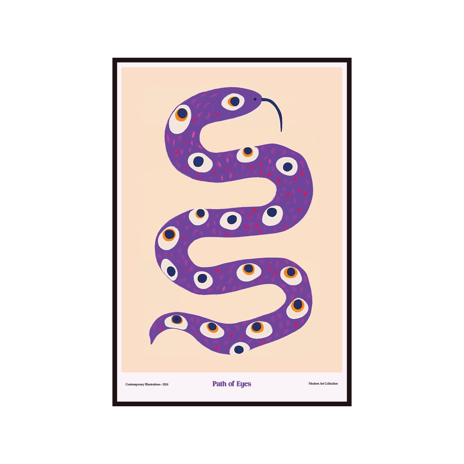 Plakat Path of Eyes, Wąż z oczami, modernizm, sztuka współczesna