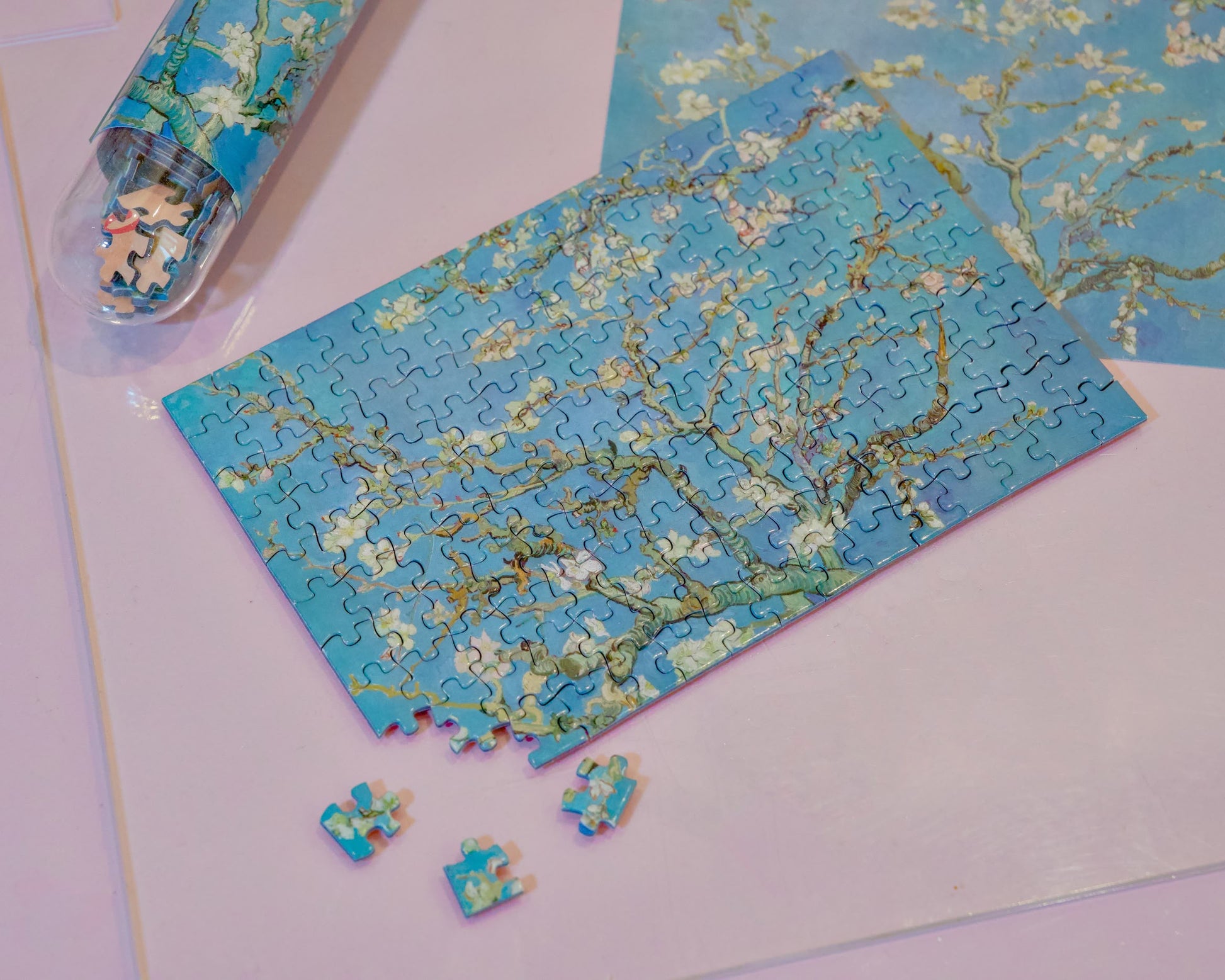 Puzzle mini Van Gogh ,,Almond Bloosom" 150 elementów, lilie wodne.