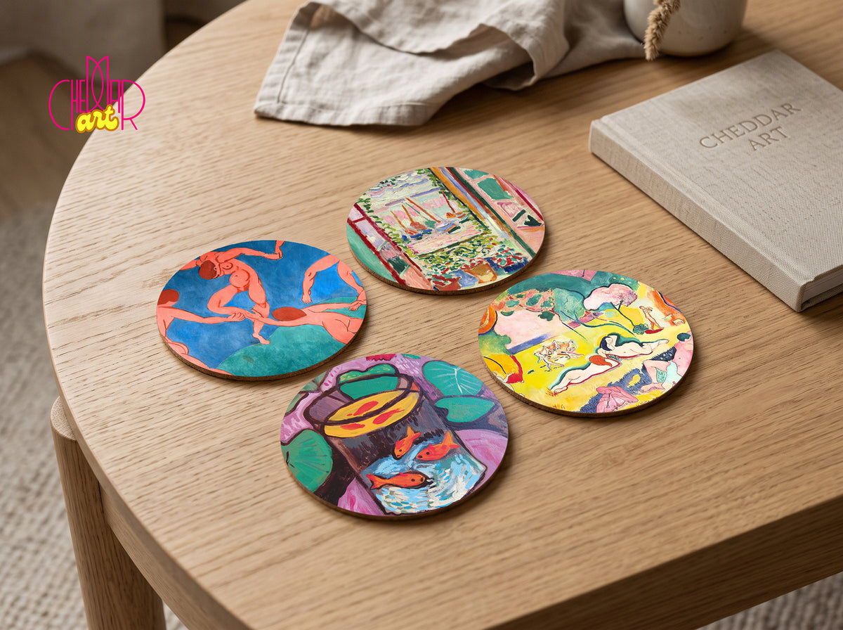 Zestaw Podkładek pod Kubki Henri Matisse — 4 Różne Obrazy Fowistyczne | Cheddar Art