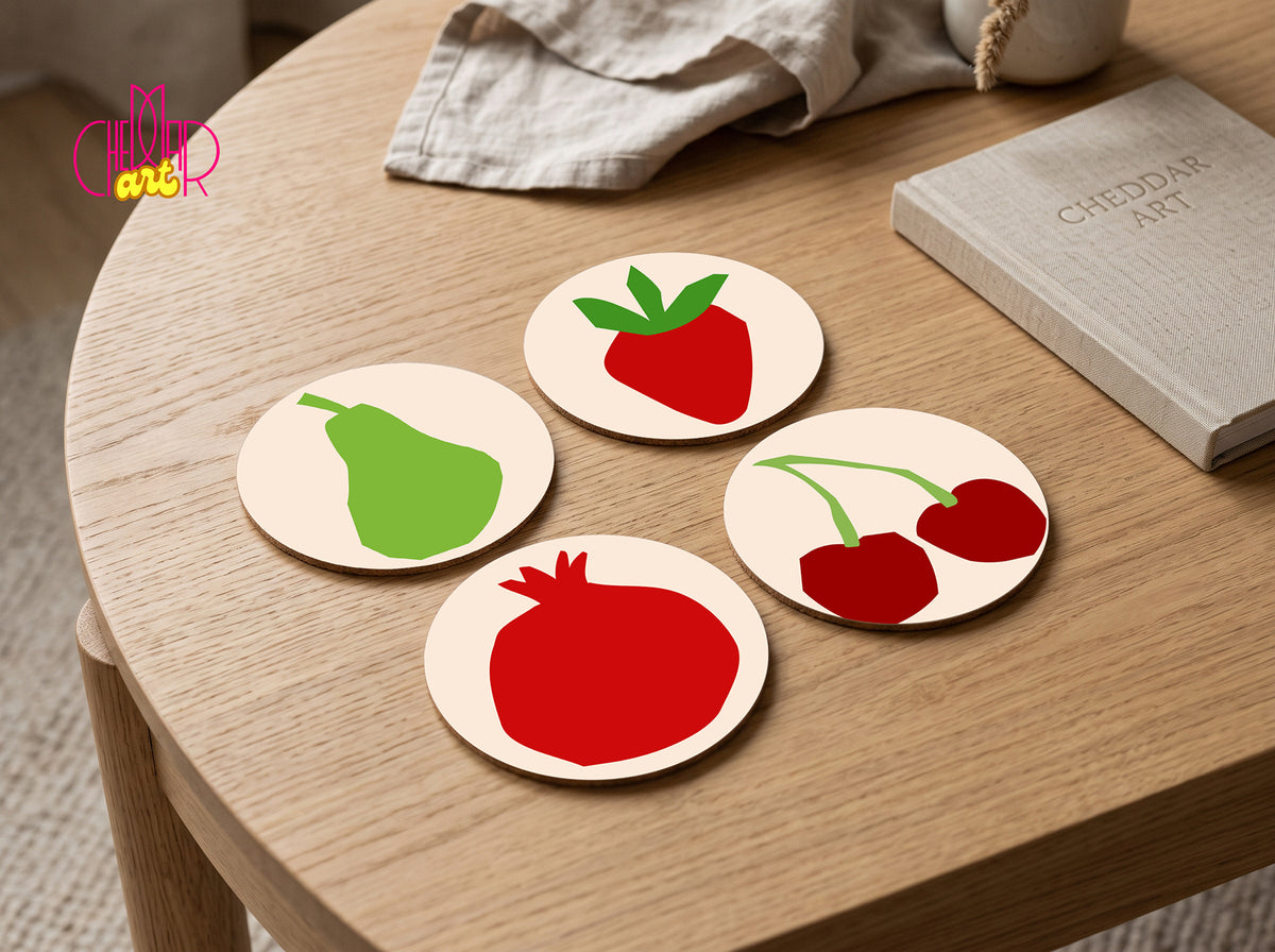 Zestaw Podkładek pod Kubki Henri Matisse Fruit Cut-Outs — 4 Różne Wzory | Cheddar Art