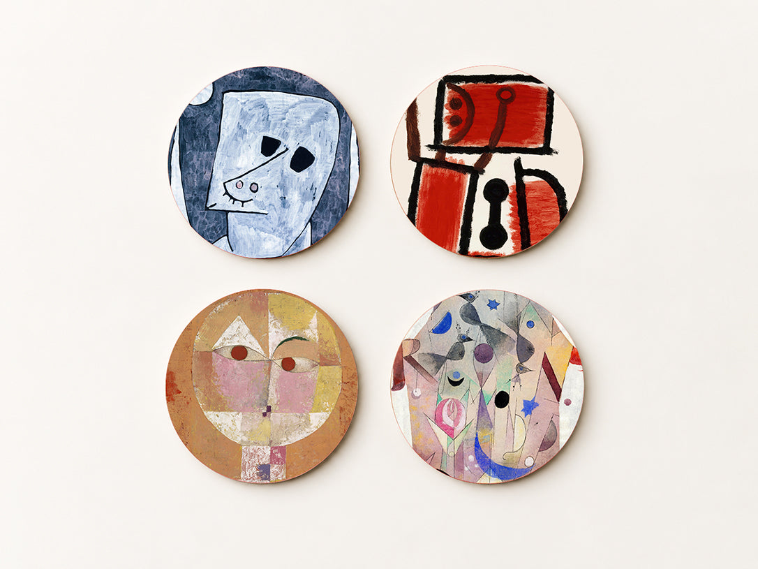 Zestaw Podkładek pod Kubki Paul Klee Art — 4 Różne Wzory Modernistyczne | Cheddar Art