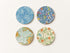 Set of 4 square cork coasters featuring iconic William Morris Arts and Crafts botanical patterns including Fruit and Trellis designs