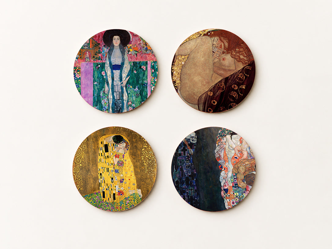 Zestaw Podkładek pod Kubki Gustav Klimt — 4 Różne Obrazy Secesyjne | Cheddar Art