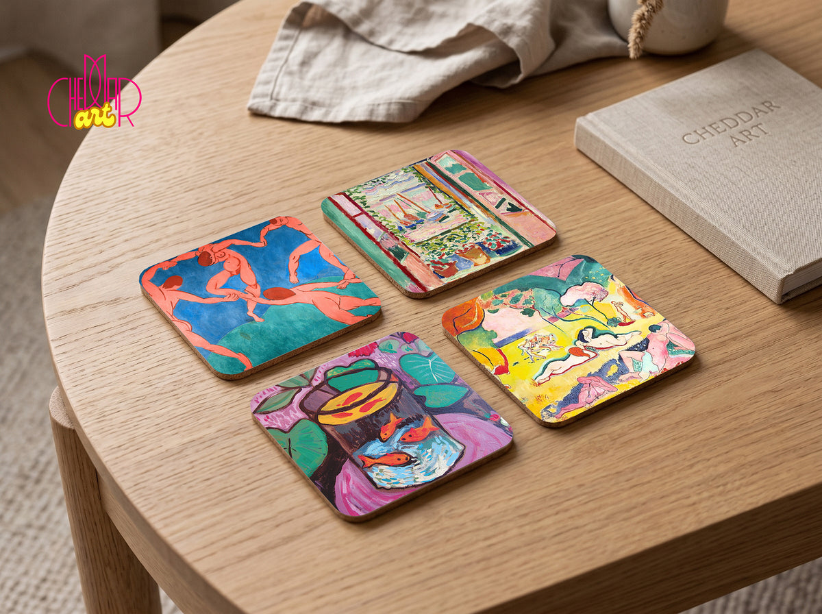 Zestaw Podkładek pod Kubki Henri Matisse — 4 Różne Obrazy Fowistyczne | Cheddar Art