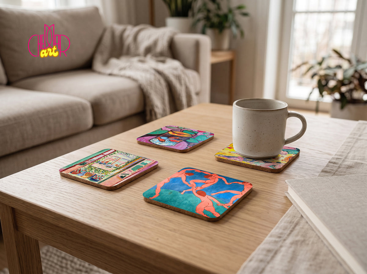Zestaw Podkładek pod Kubki Henri Matisse — 4 Różne Obrazy Fowistyczne | Cheddar Art