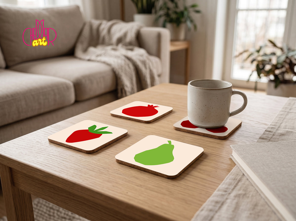 Zestaw Podkładek pod Kubki Henri Matisse Fruit Cut-Outs — 4 Różne Wzory | Cheddar Art