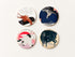 Set of 4 square cork coasters featuring traditional Japanese Ukiyo-e wildlife art including Hiroshige eagle and crane designs