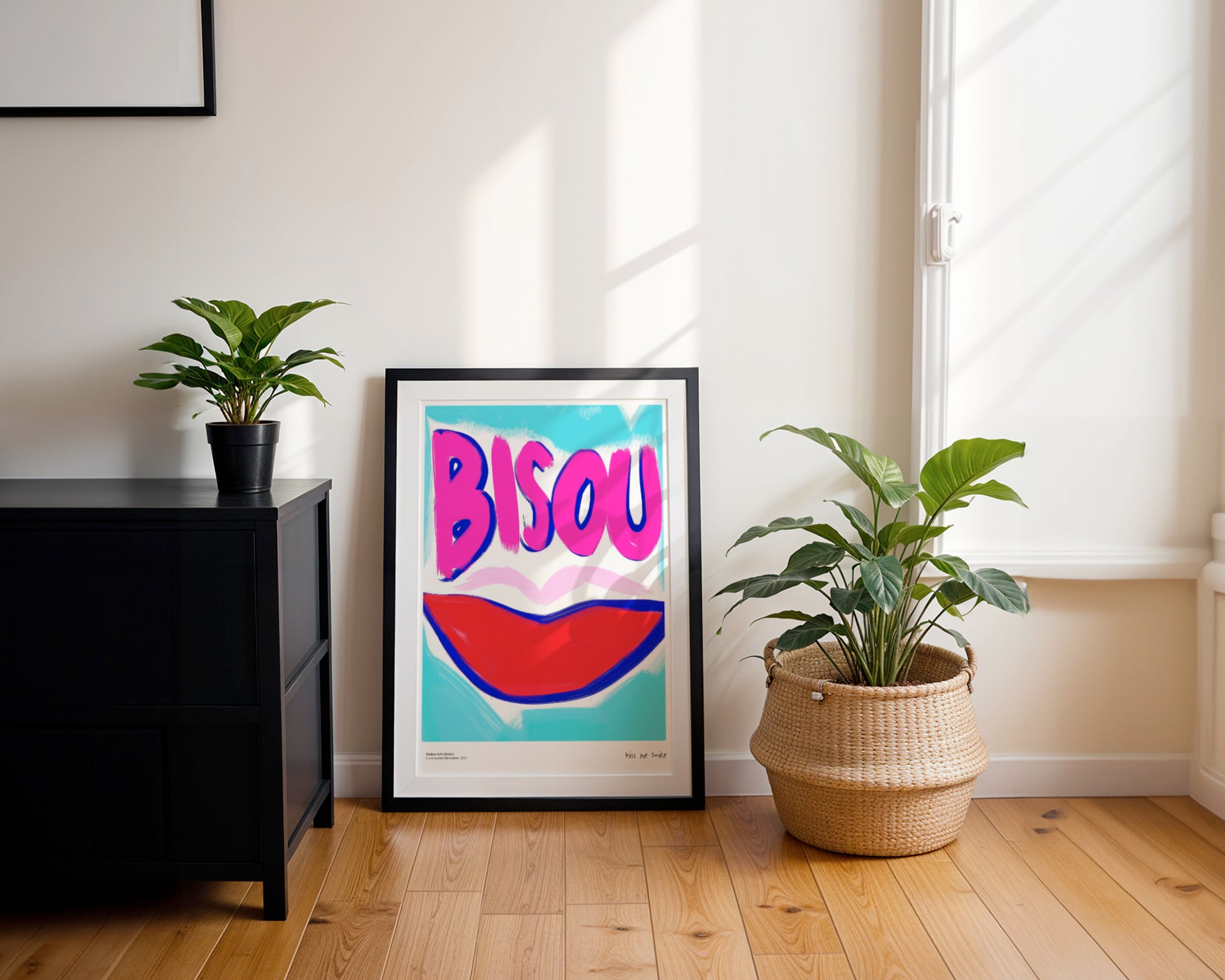 Plakat Bisou Bisou, French Kiss, modernizm, sztuka współczesna