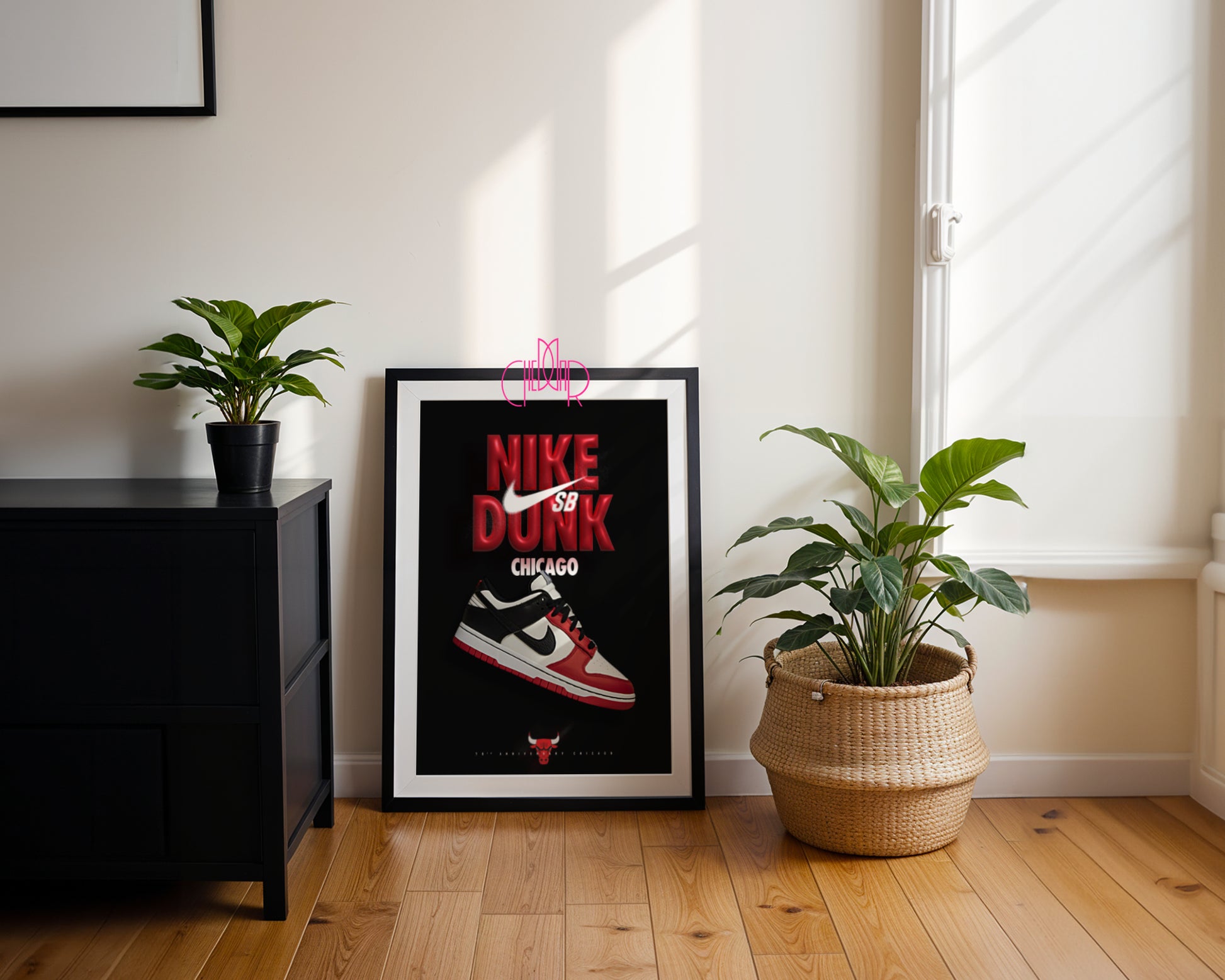 Plakat Nike Dunk SB Chicago, sneakersy, sztuka nowoczesna, streetwear