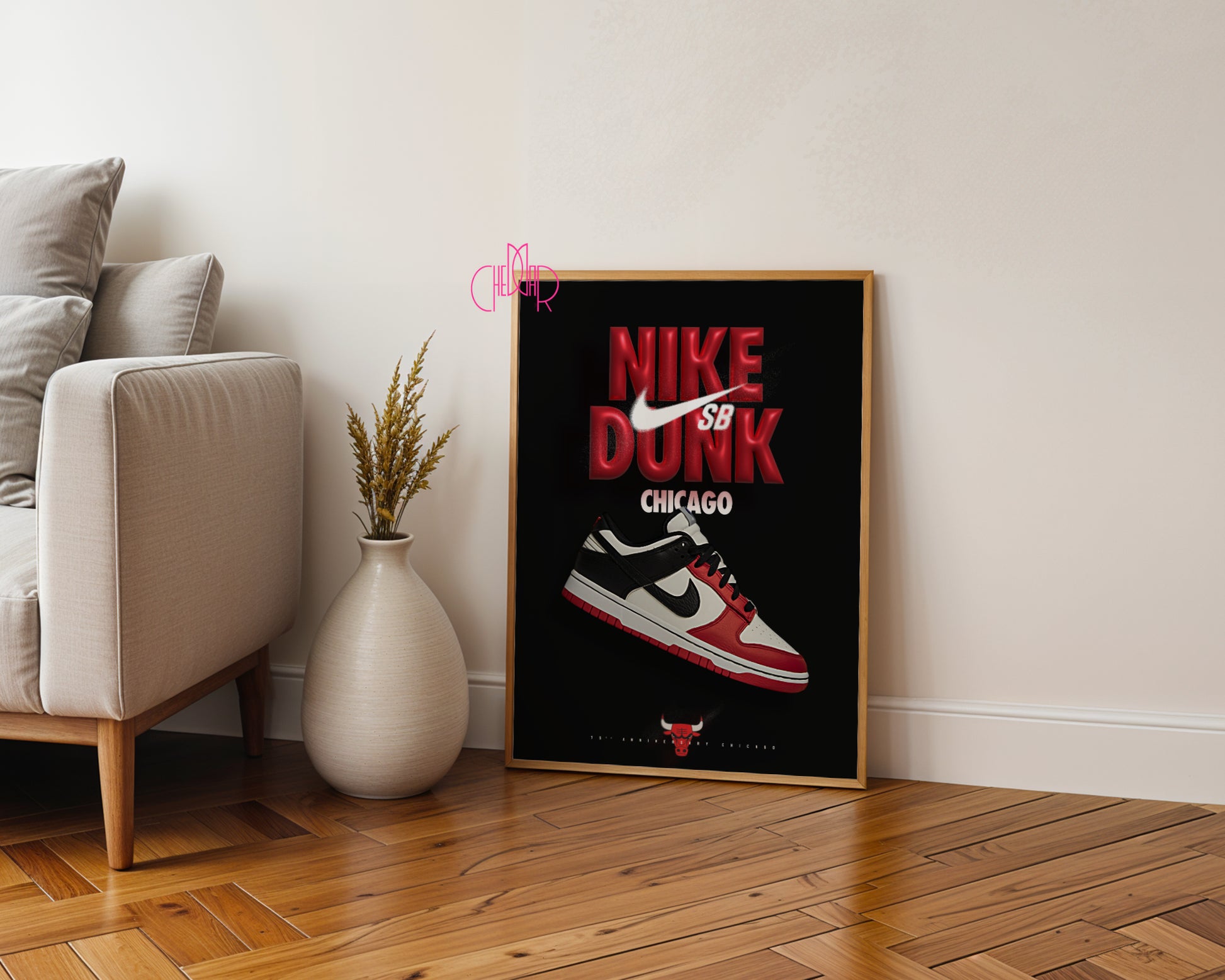 Plakat Nike Dunk SB Chicago, sneakersy, sztuka nowoczesna, streetwear