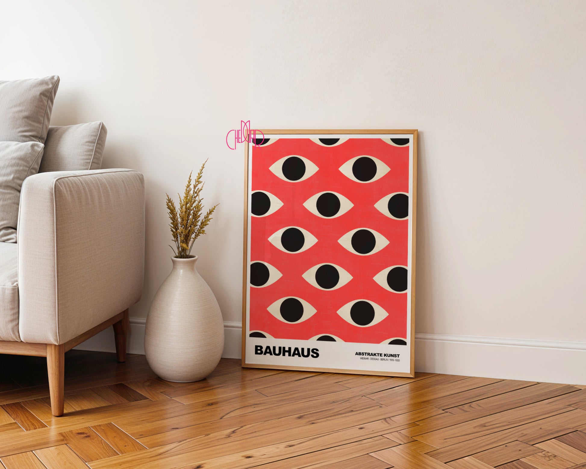 Wszechobecne Spojrzenie: Red Vision – Bauhaus, Abstract Art Pattern