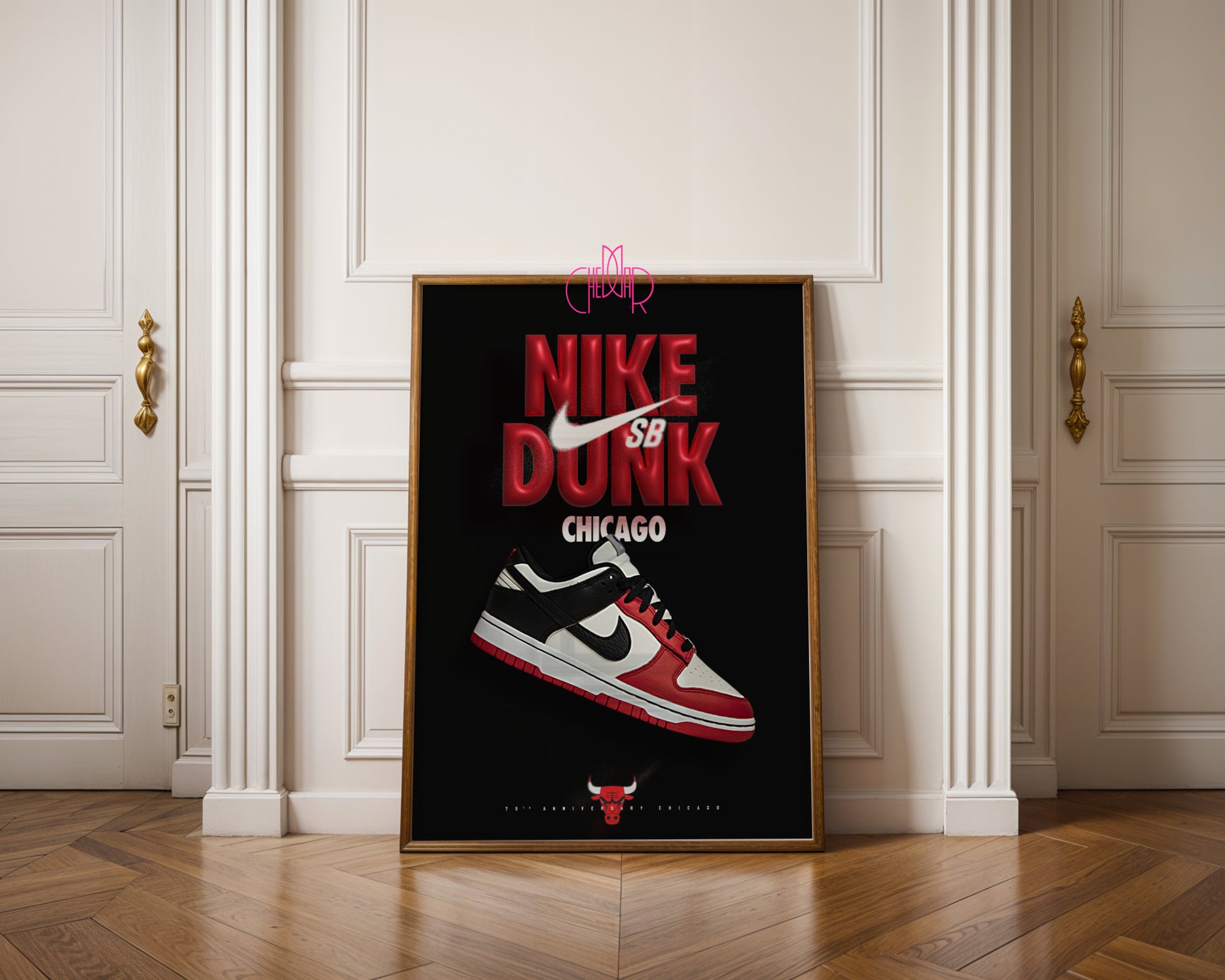 Plakat Nike Dunk SB Chicago, sneakersy, sztuka nowoczesna, streetwear