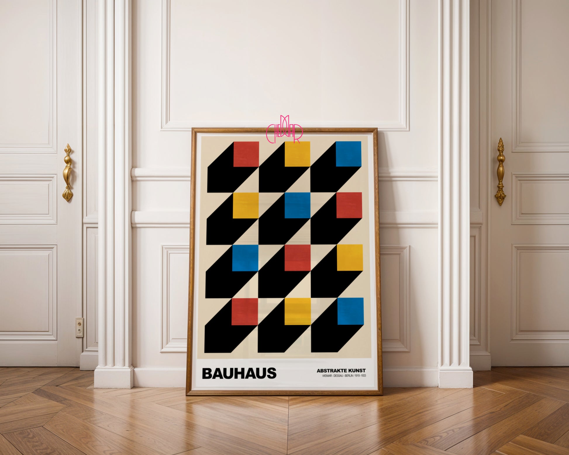 Geometryczny Labirynt: 3D Isometric Cubes – Bauhaus, Abstract Color Rhythm