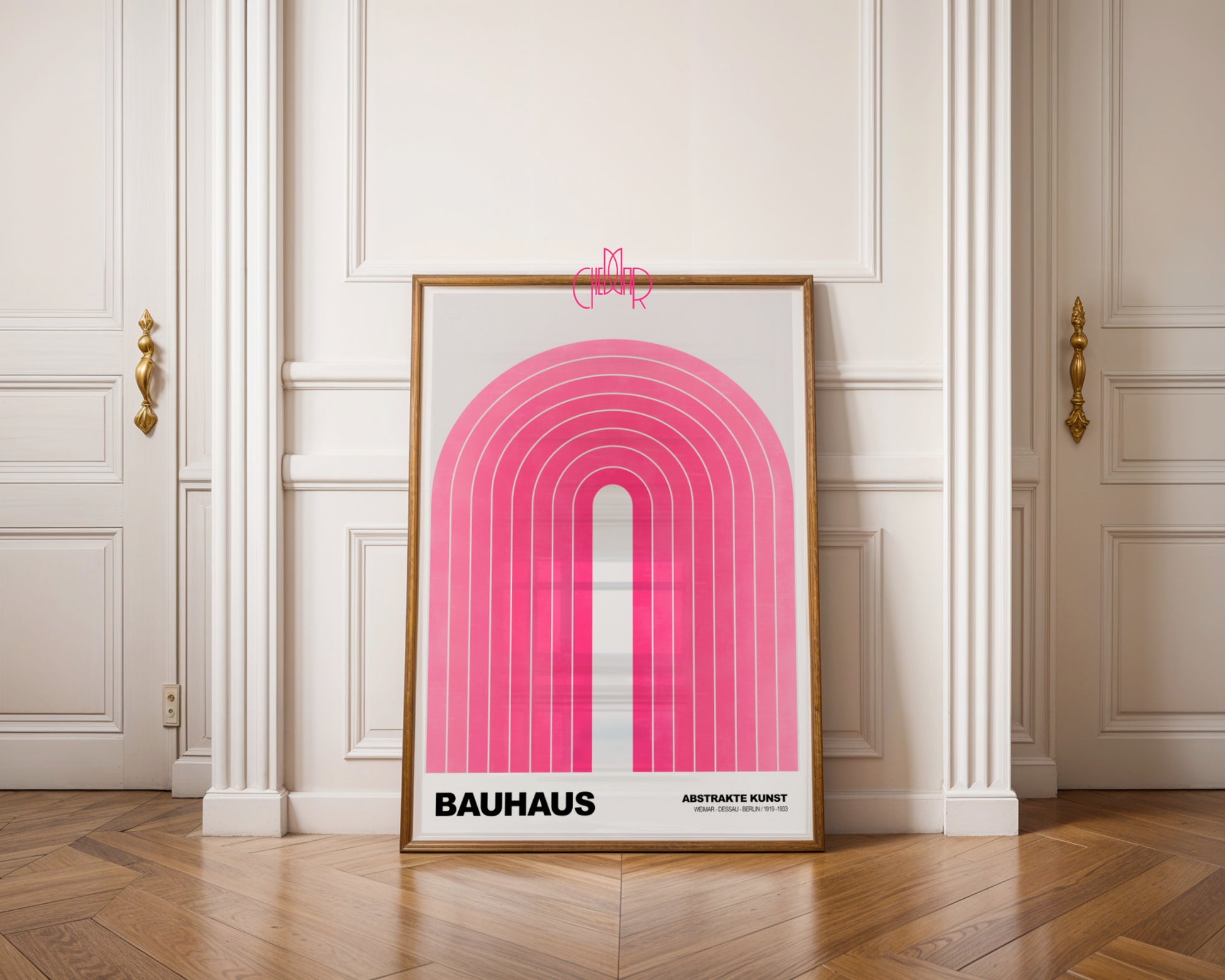 Różowa Aura: Vibrant Arches – Bauhaus, Abstract Spectrum Design