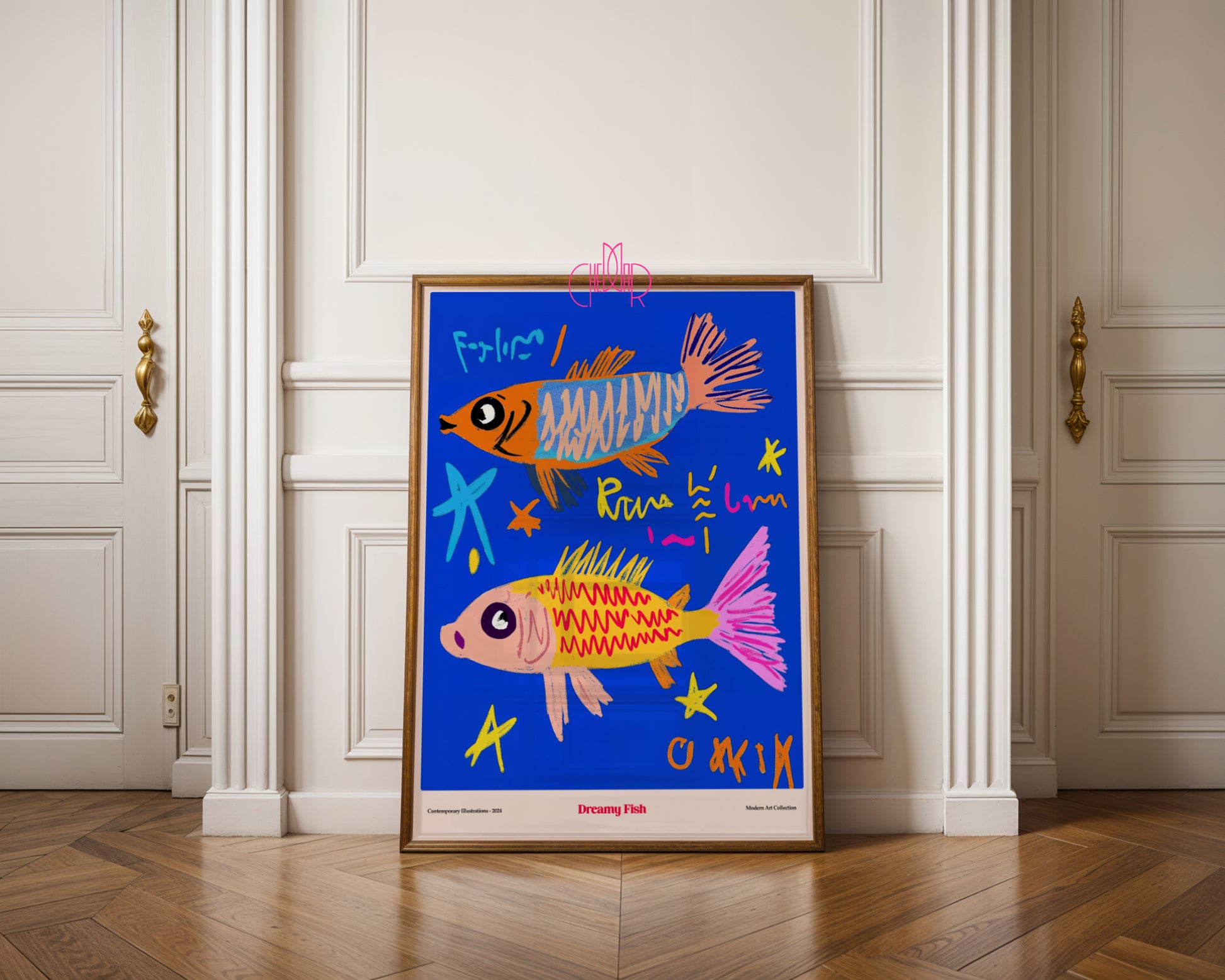 Plakat Dreamy Fish, morska sztuka, sztuka współczesna, modernizm