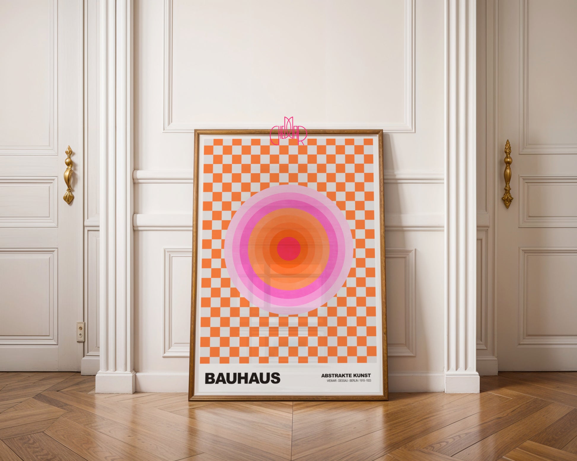 Energia Retro: Checkered Pulse – Bauhaus, Abstract Neon Orbit