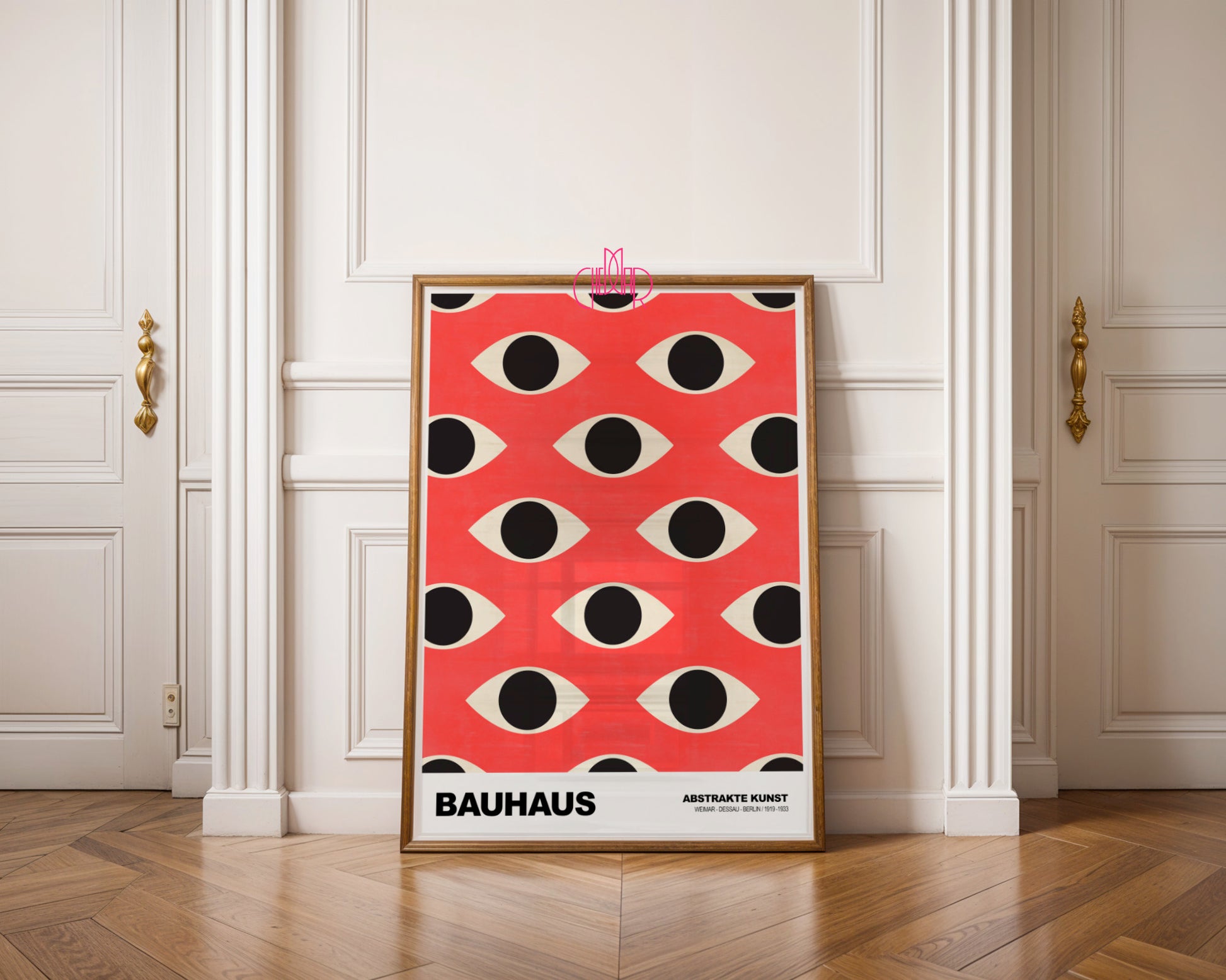 Wszechobecne Spojrzenie: Red Vision – Bauhaus, Abstract Art Pattern