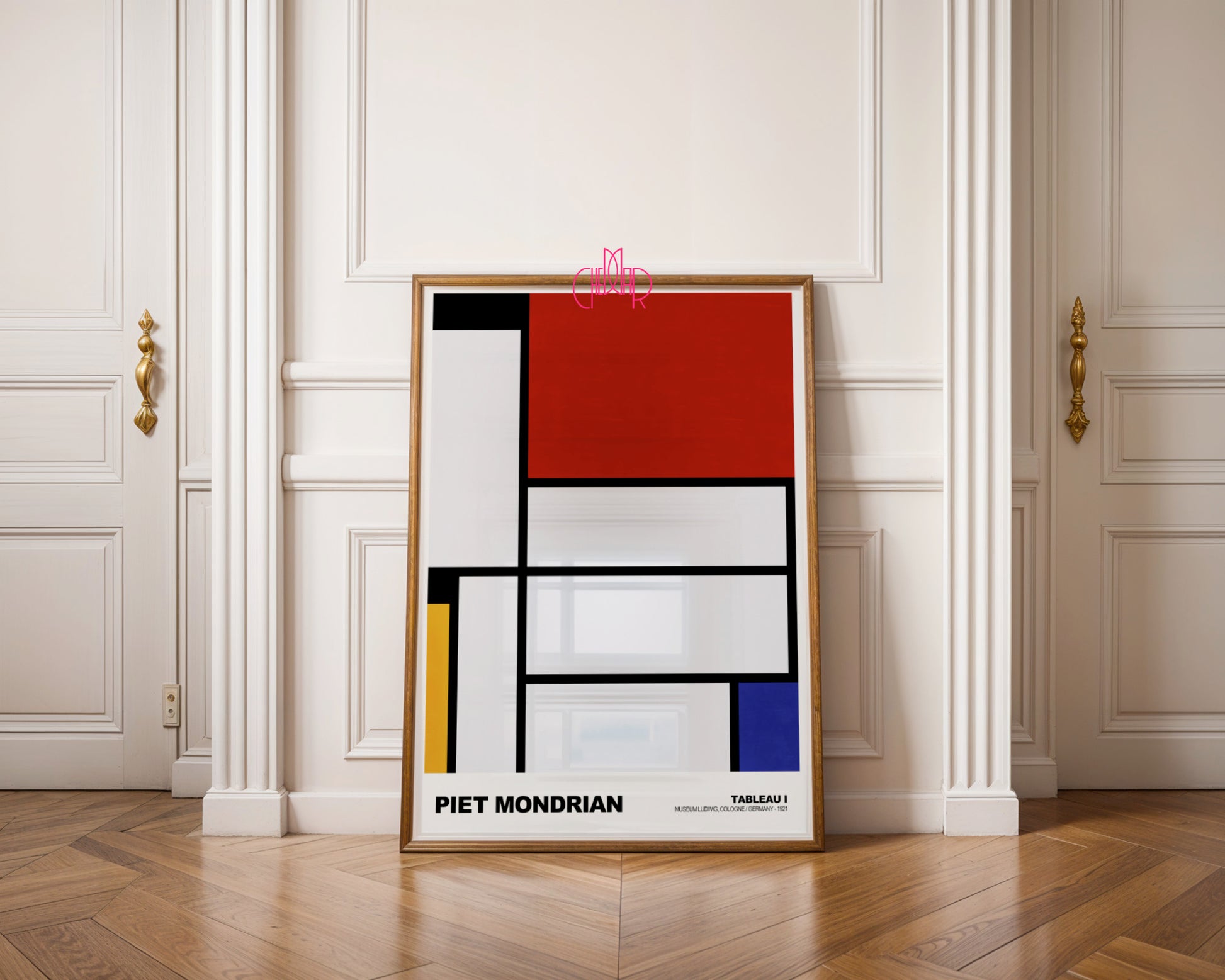 Czerwony Minimalizm: Abstract Grid – Mondrian, Modernist Red & Yellow