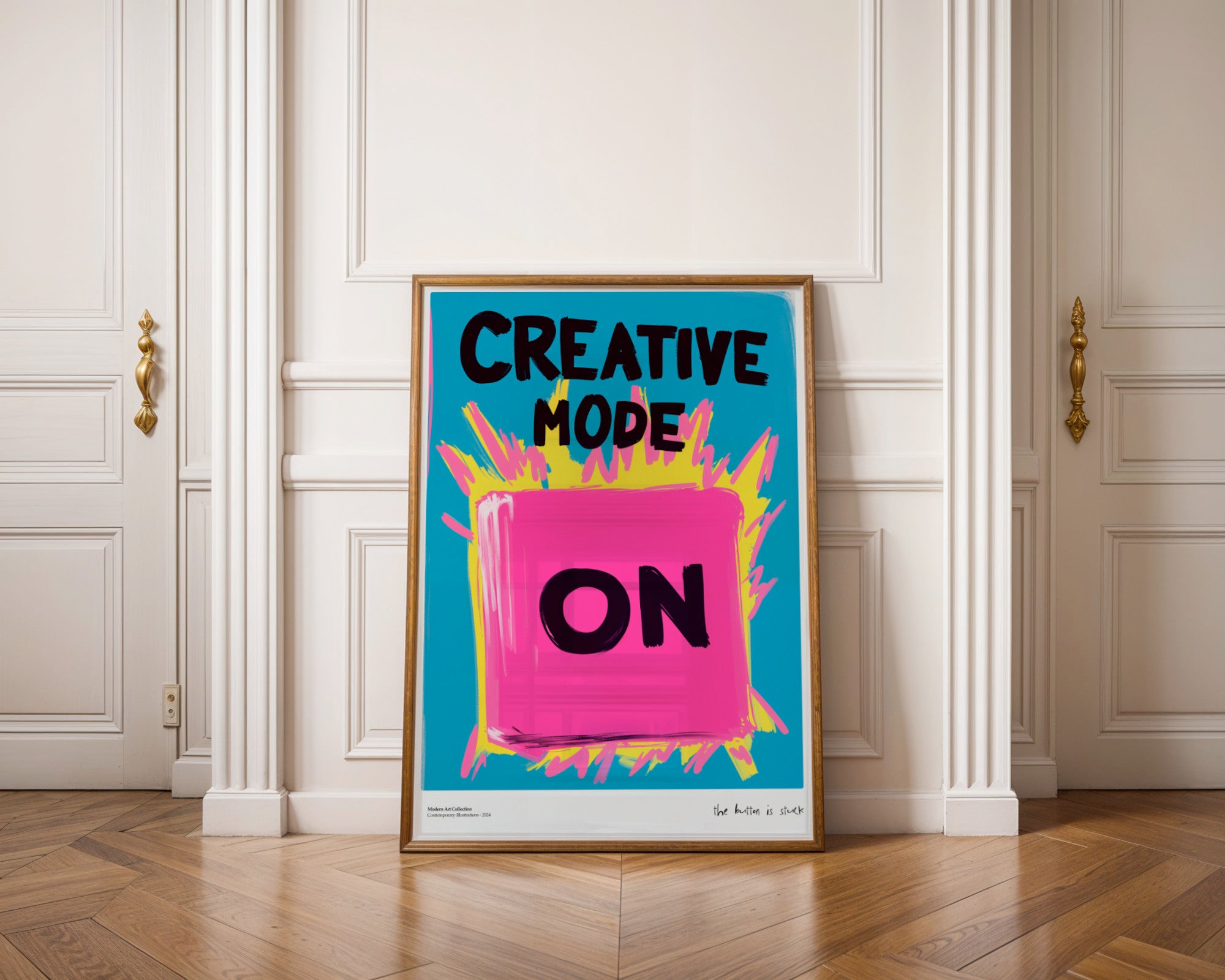 Plakat „Creative Mode ON” – Twój przycisk do nieskończonej inspiracji!